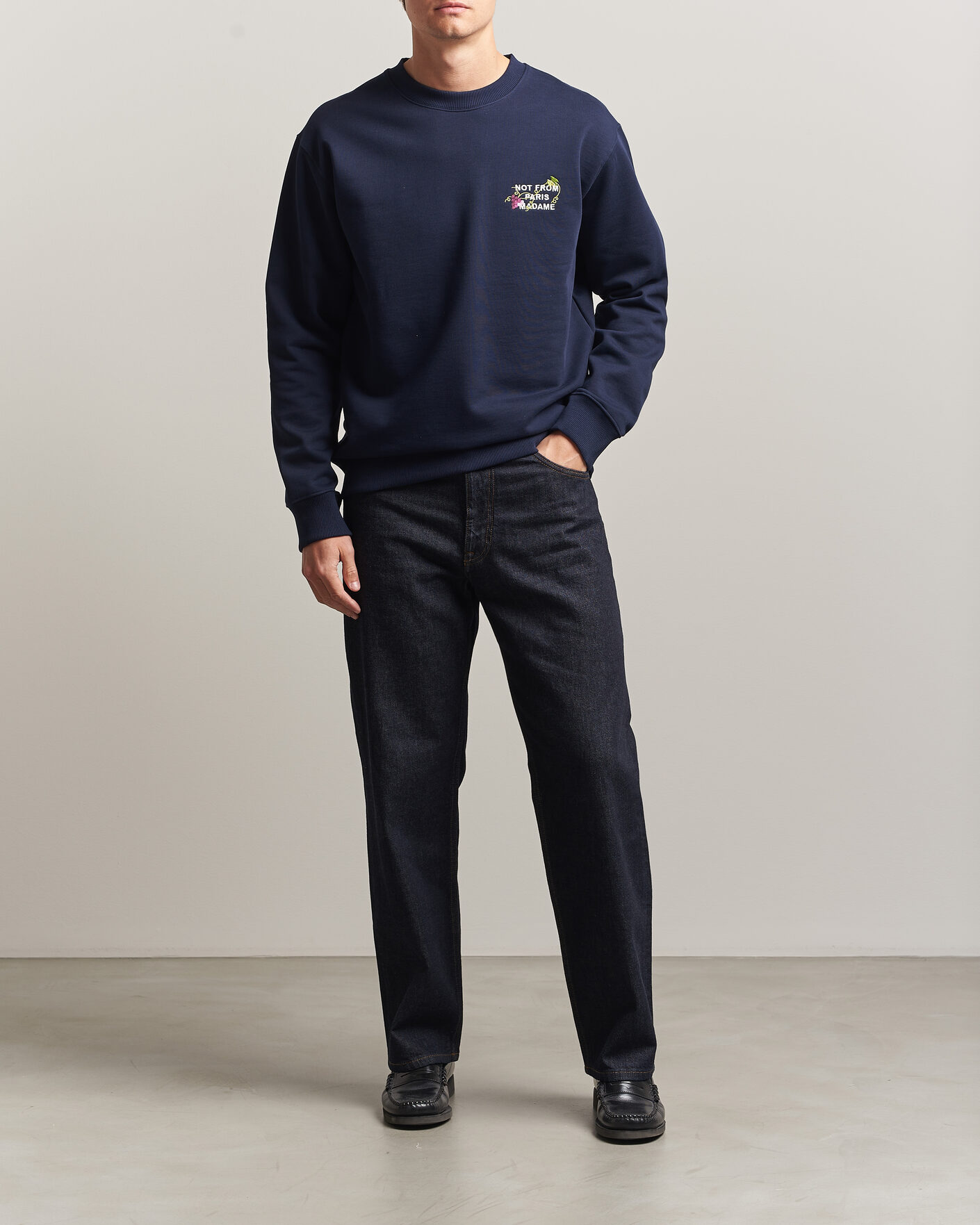 Herre | Trøjer | Drôle de Monsieur | Vine Embroidered Slogan Sweatshirt Navy