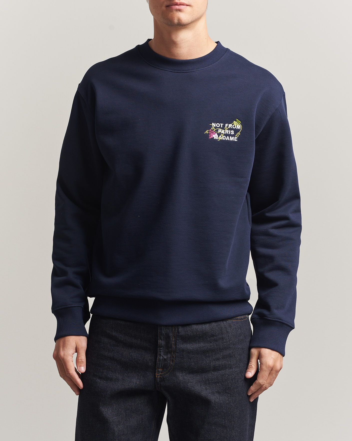 Herre | Trøjer | Drôle de Monsieur | Vine Embroidered Slogan Sweatshirt Navy