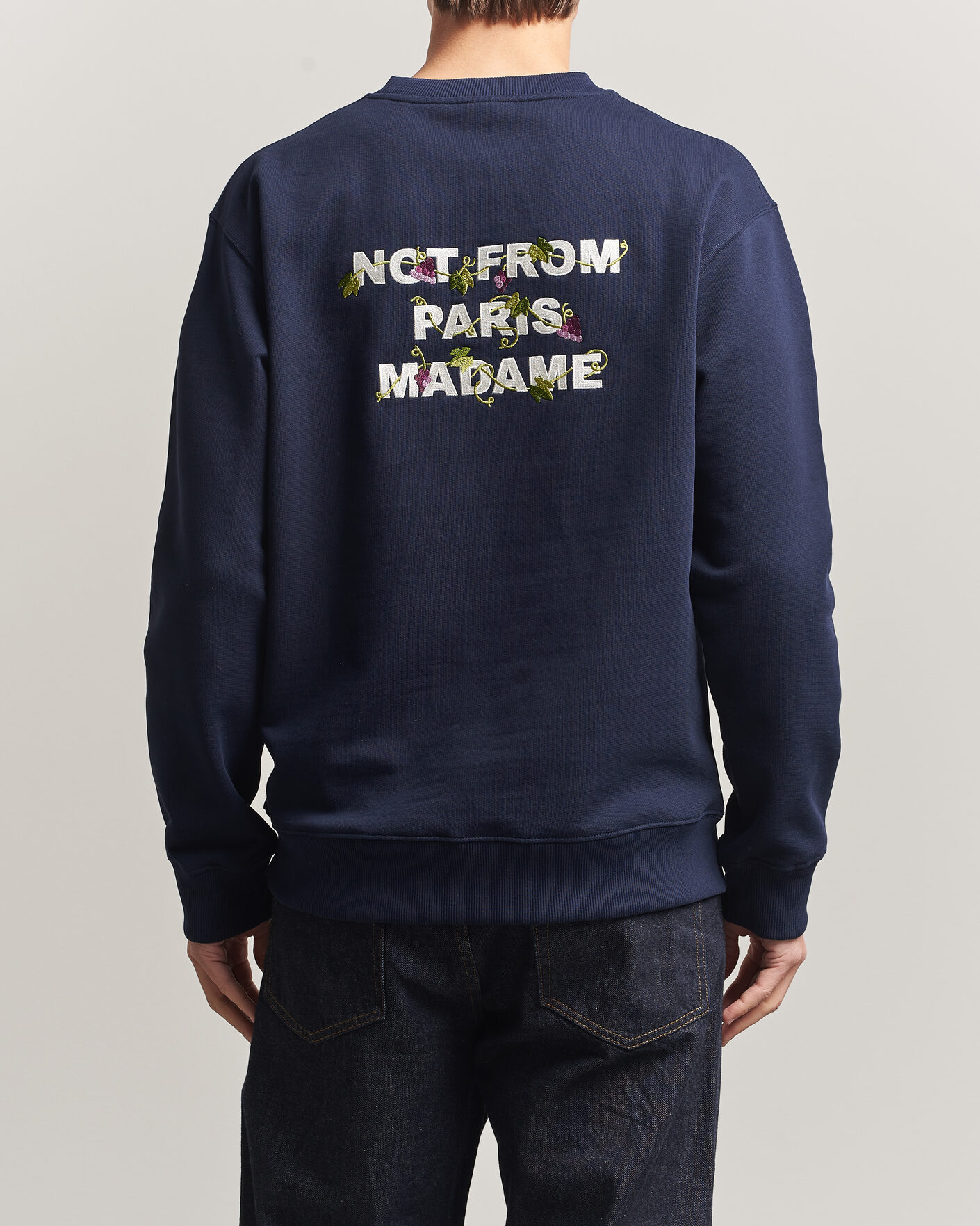 Herre | Trøjer | Drôle de Monsieur | Vine Embroidered Slogan Sweatshirt Navy