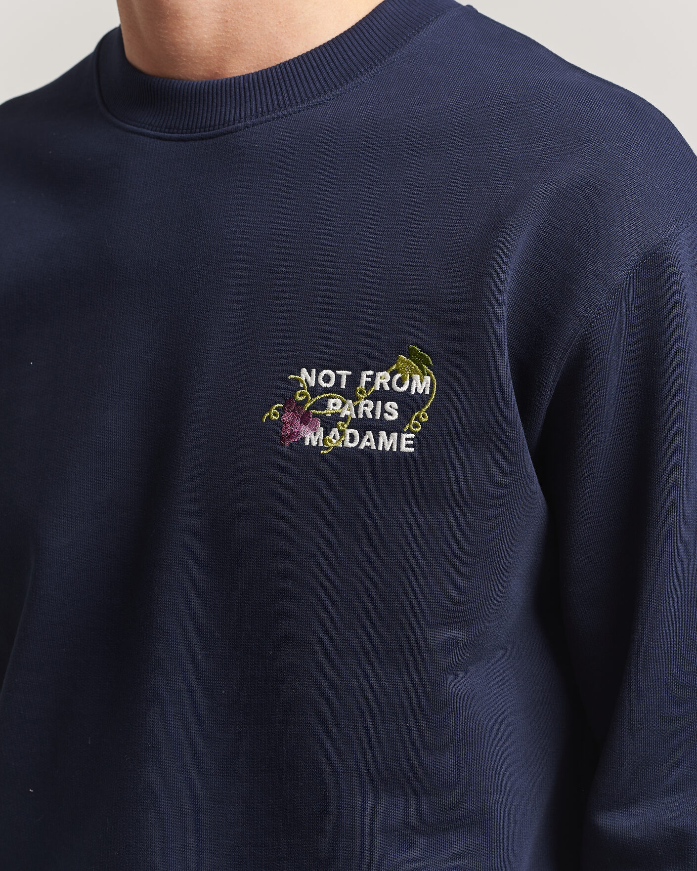Herre | Trøjer | Drôle de Monsieur | Vine Embroidered Slogan Sweatshirt Navy