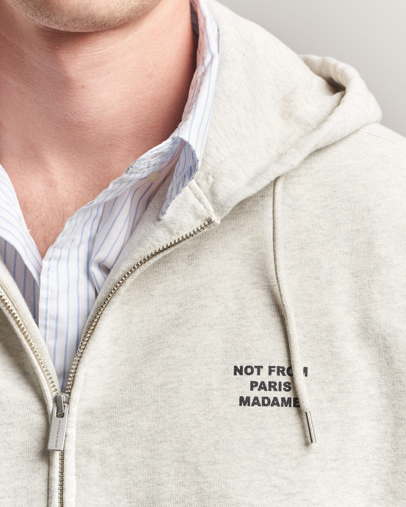 Herre | Trøjer | Drôle de Monsieur | Slogan Full Zip Hoodie Grey