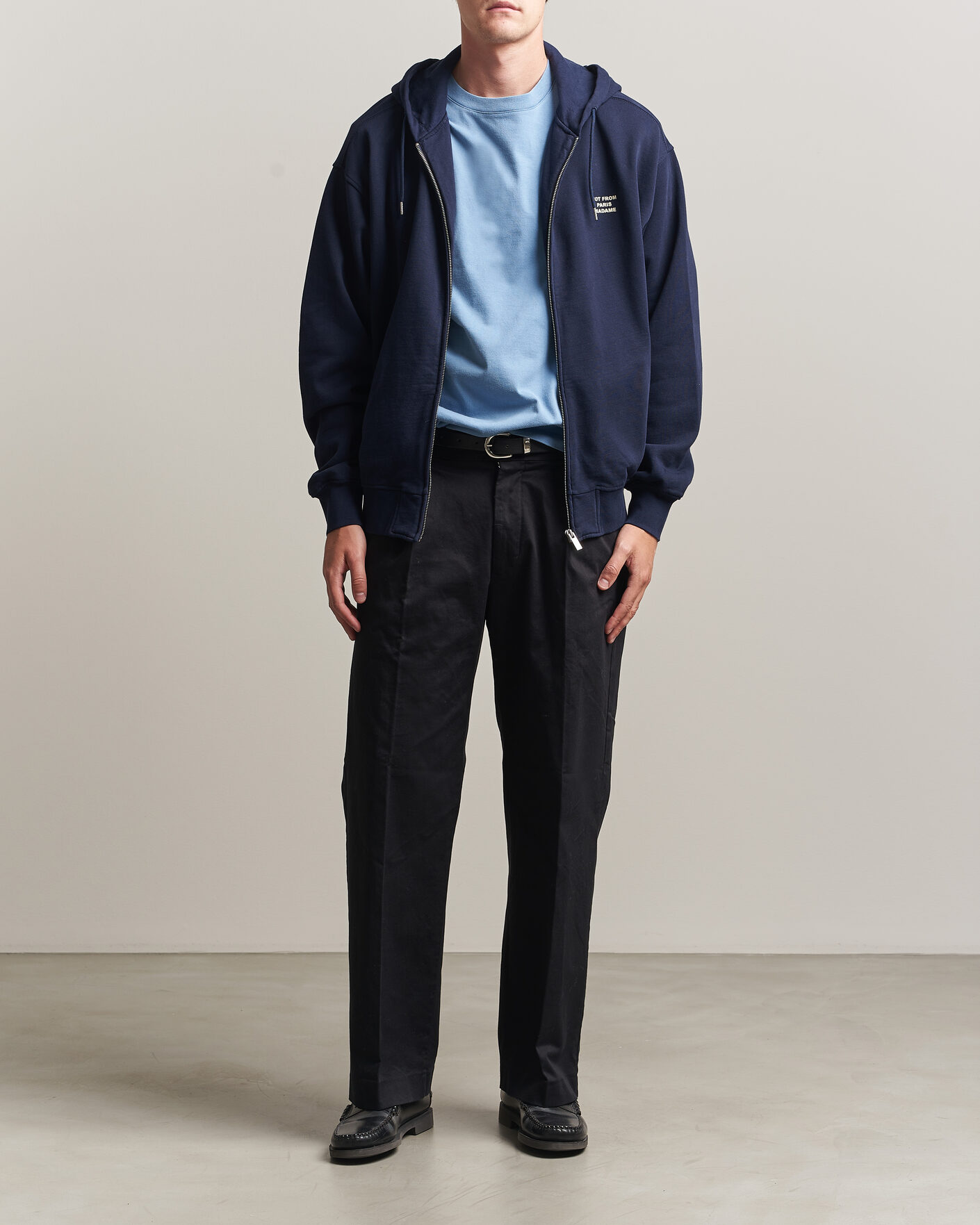 Herre | Trøjer | Drôle de Monsieur | Slogan Full Zip Hoodie Navy