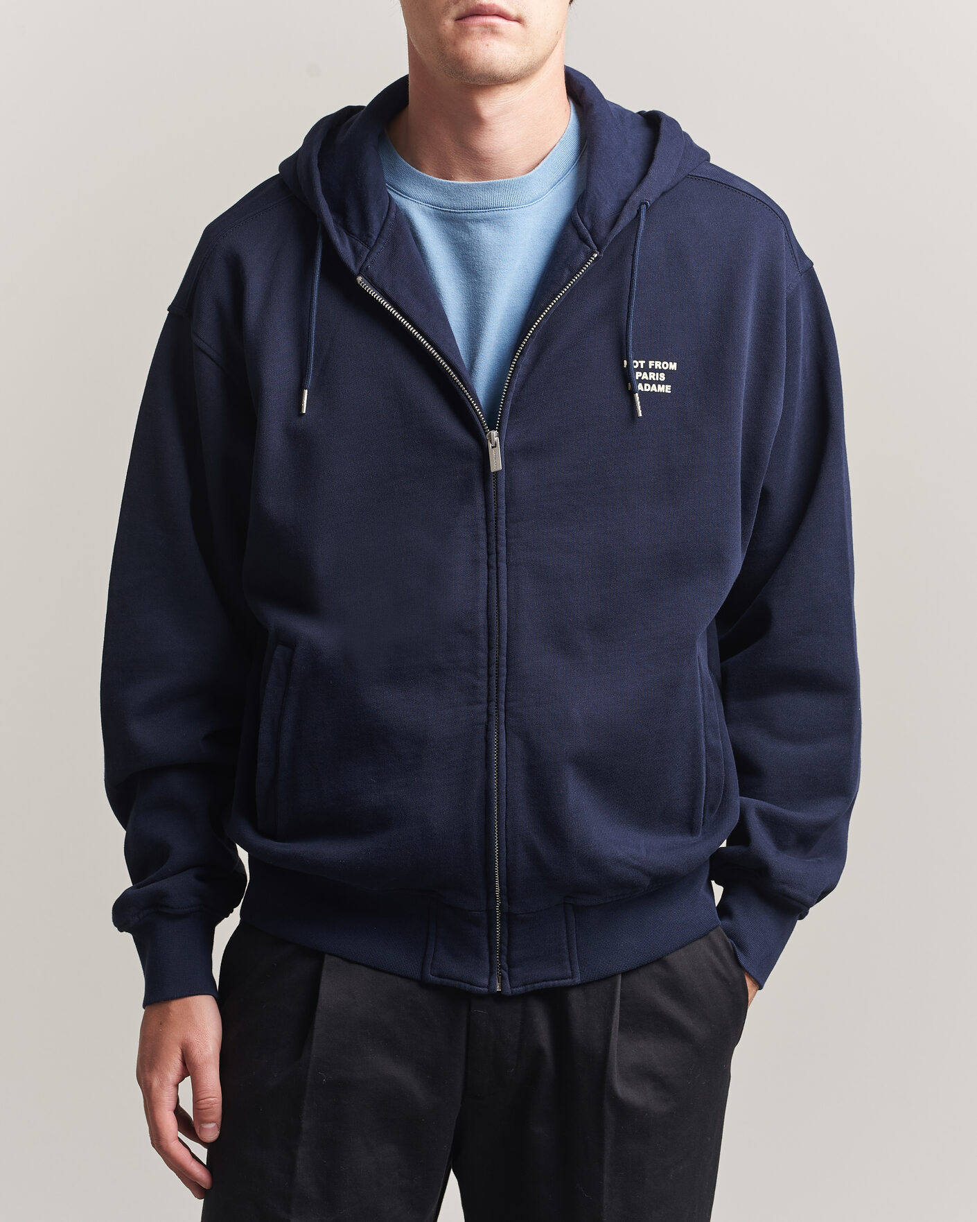 Herre | Trøjer | Drôle de Monsieur | Slogan Full Zip Hoodie Navy