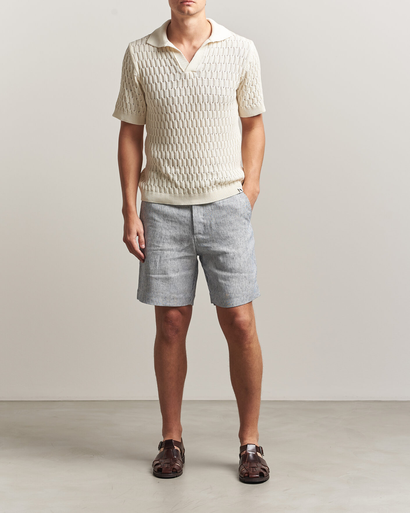 Herre | Shorts | Peregrine | Windsor Linen Shorts Navy Stripe
