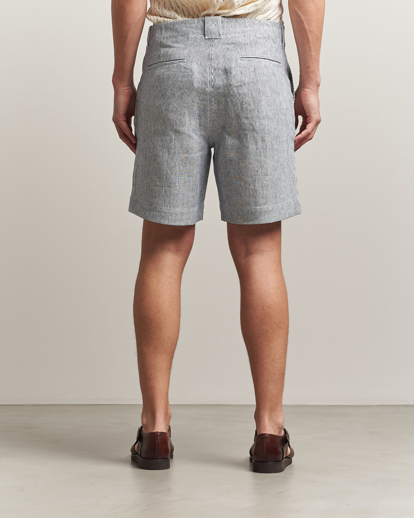 Herre | Shorts | Peregrine | Windsor Linen Shorts Navy Stripe