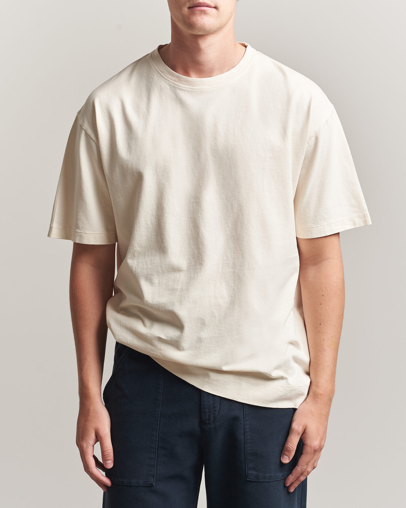 Herre | T-Shirts | Massimo Alba | Nevis Brushed Cotton T-Shirt Soft White