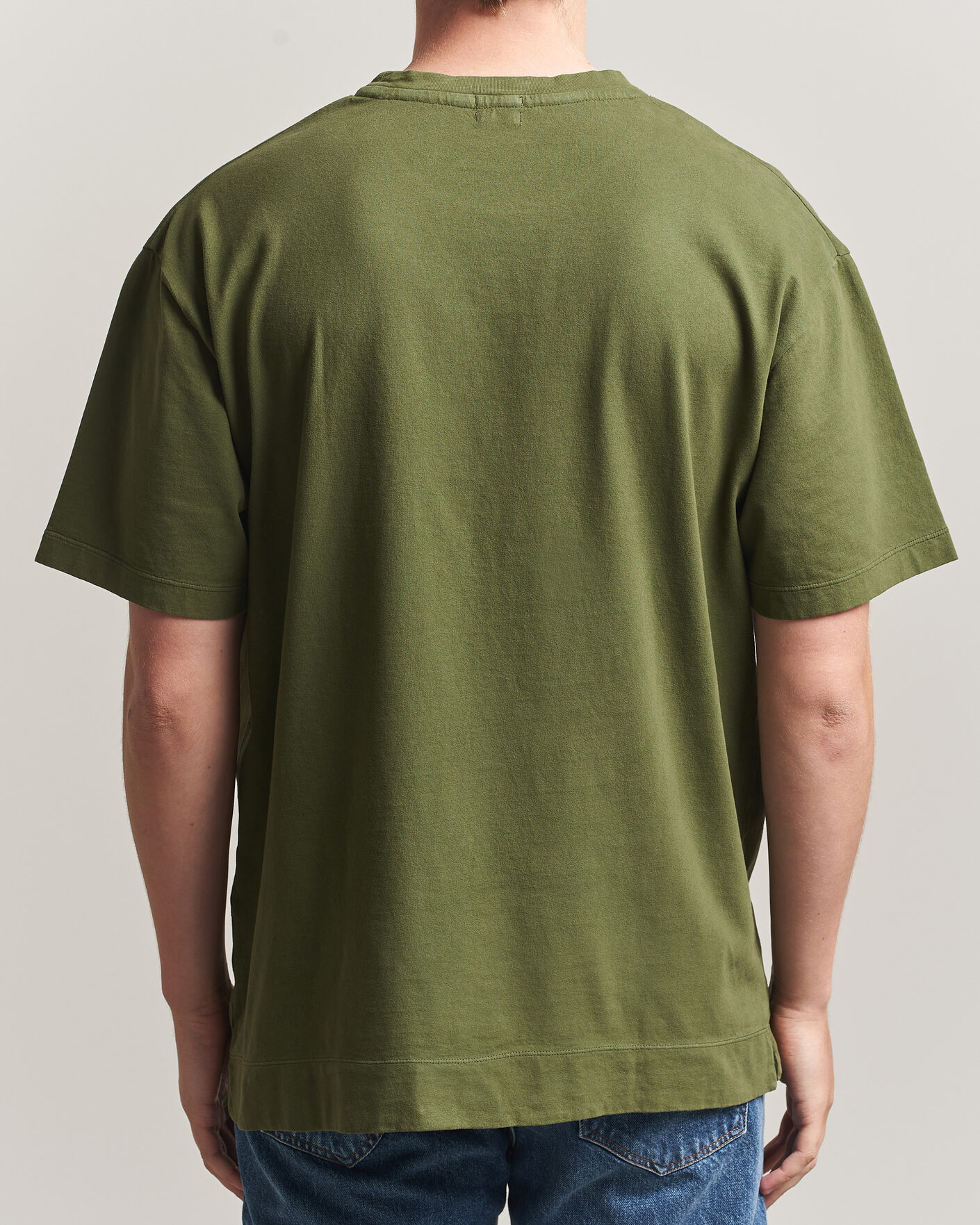 Herre | T-Shirts | Massimo Alba | Nevis Brushed Cotton T-Shirt Moss Green