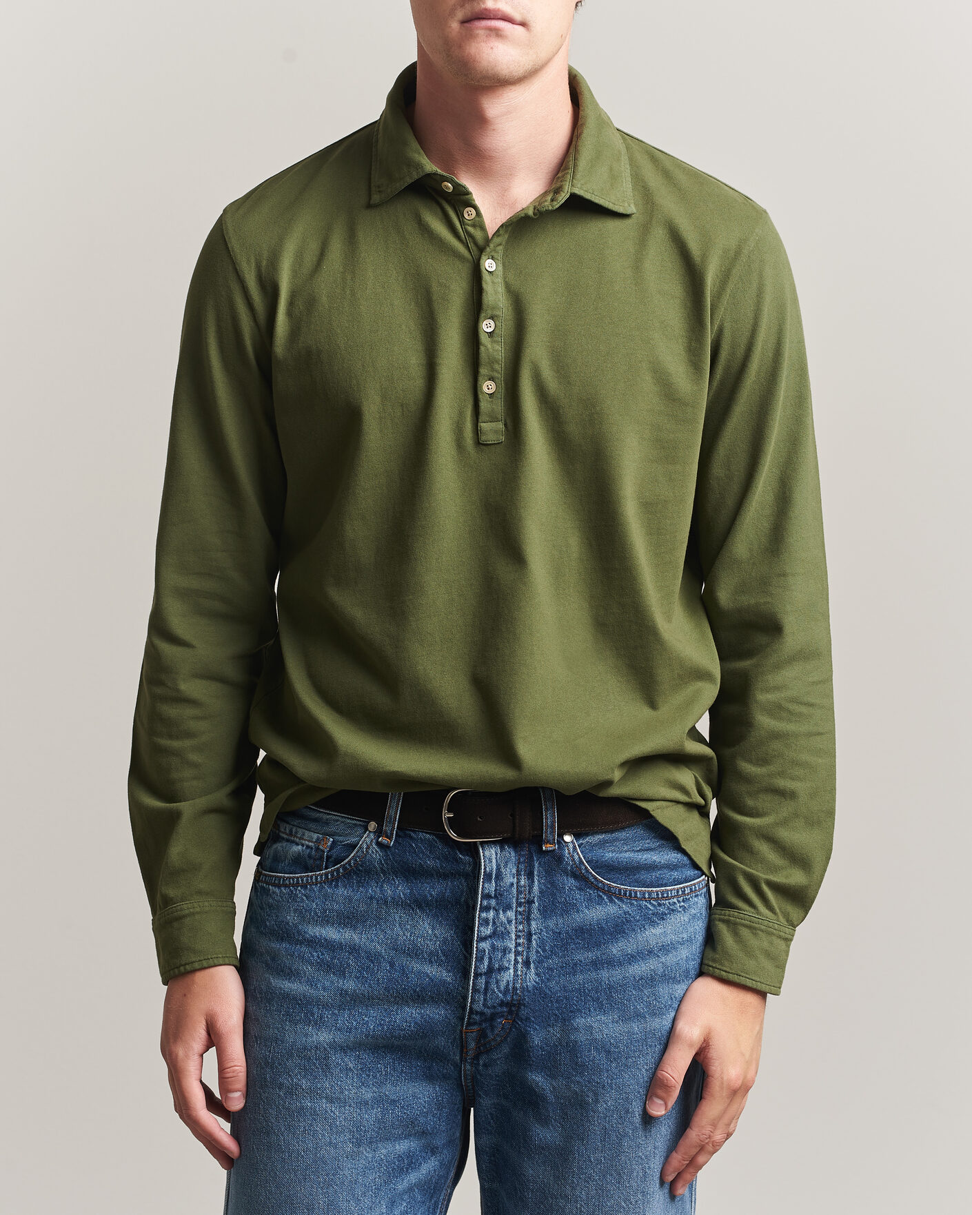 Herre | Polotrøjer | Massimo Alba | Raya Long Sleeve Polo Moss Green