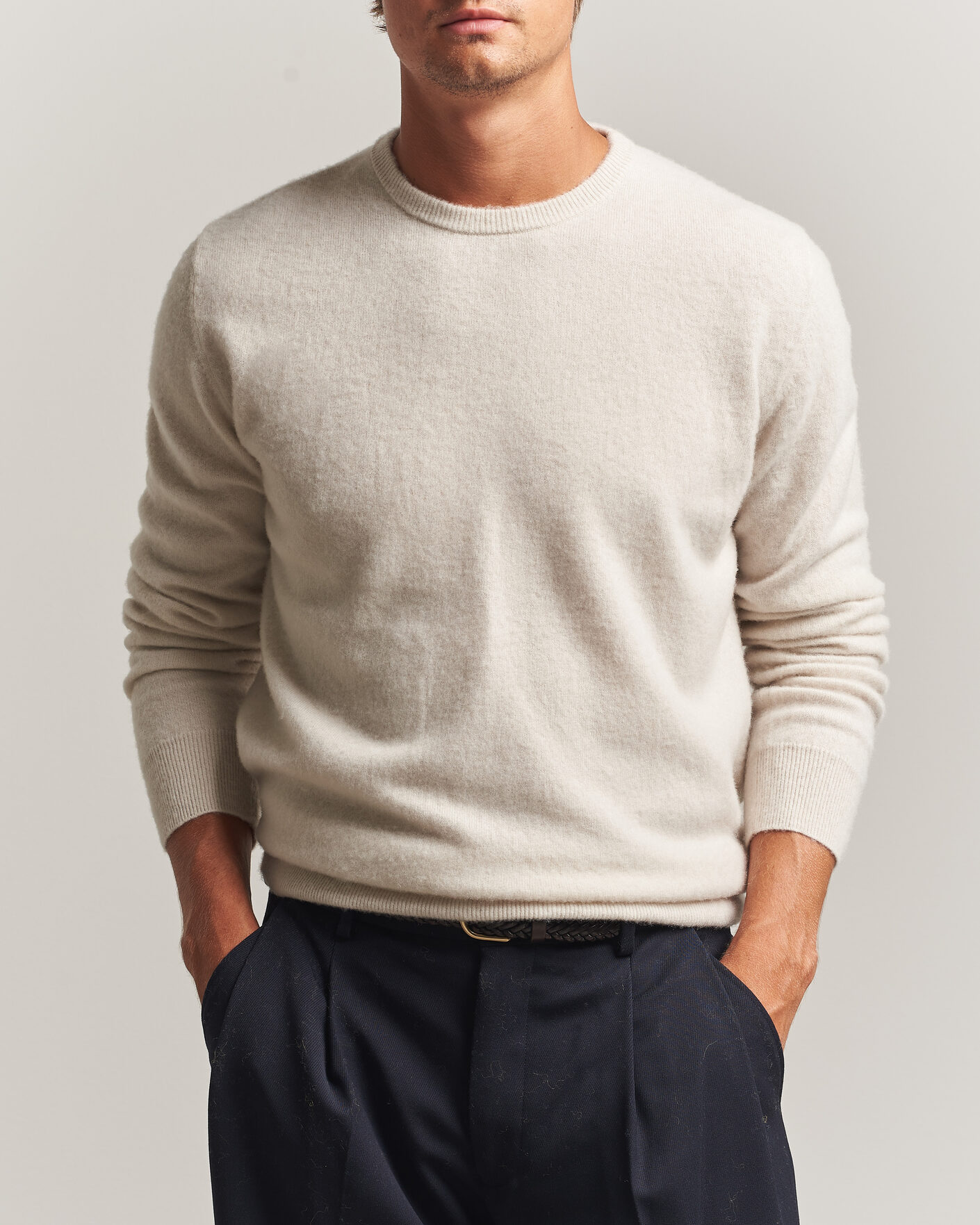Herre | Trøjer | Massimo Alba | Kane Brushed Cashmere Sweater Magnolia