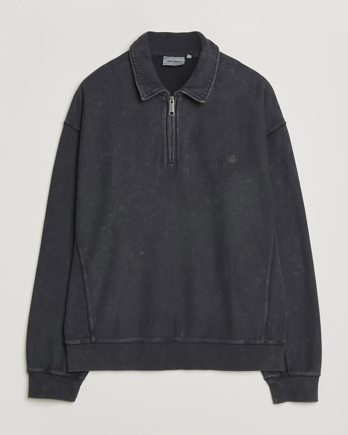 Herre | Trøjer | Carhartt WIP | Lambert Washed Polo Sweatshirt Black Moon Wash