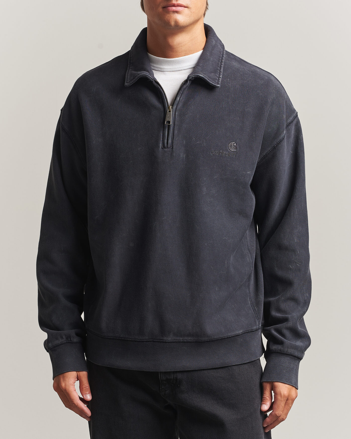 Herre | Trøjer | Carhartt WIP | Lambert Washed Polo Sweatshirt Black Moon Wash