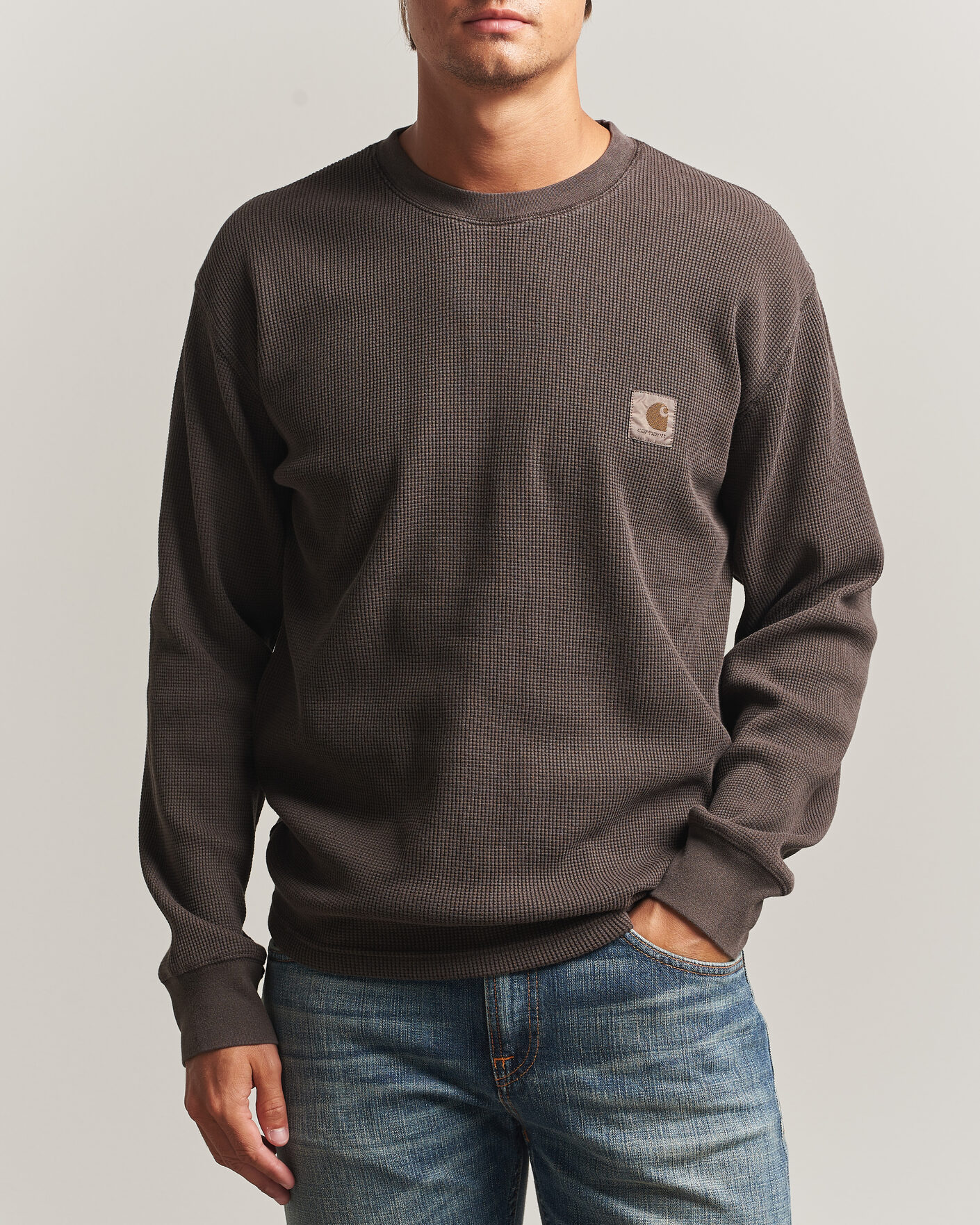 Herre | T-Shirts | Carhartt WIP | Long Sleeve Waffle T-Shirt Tobacco