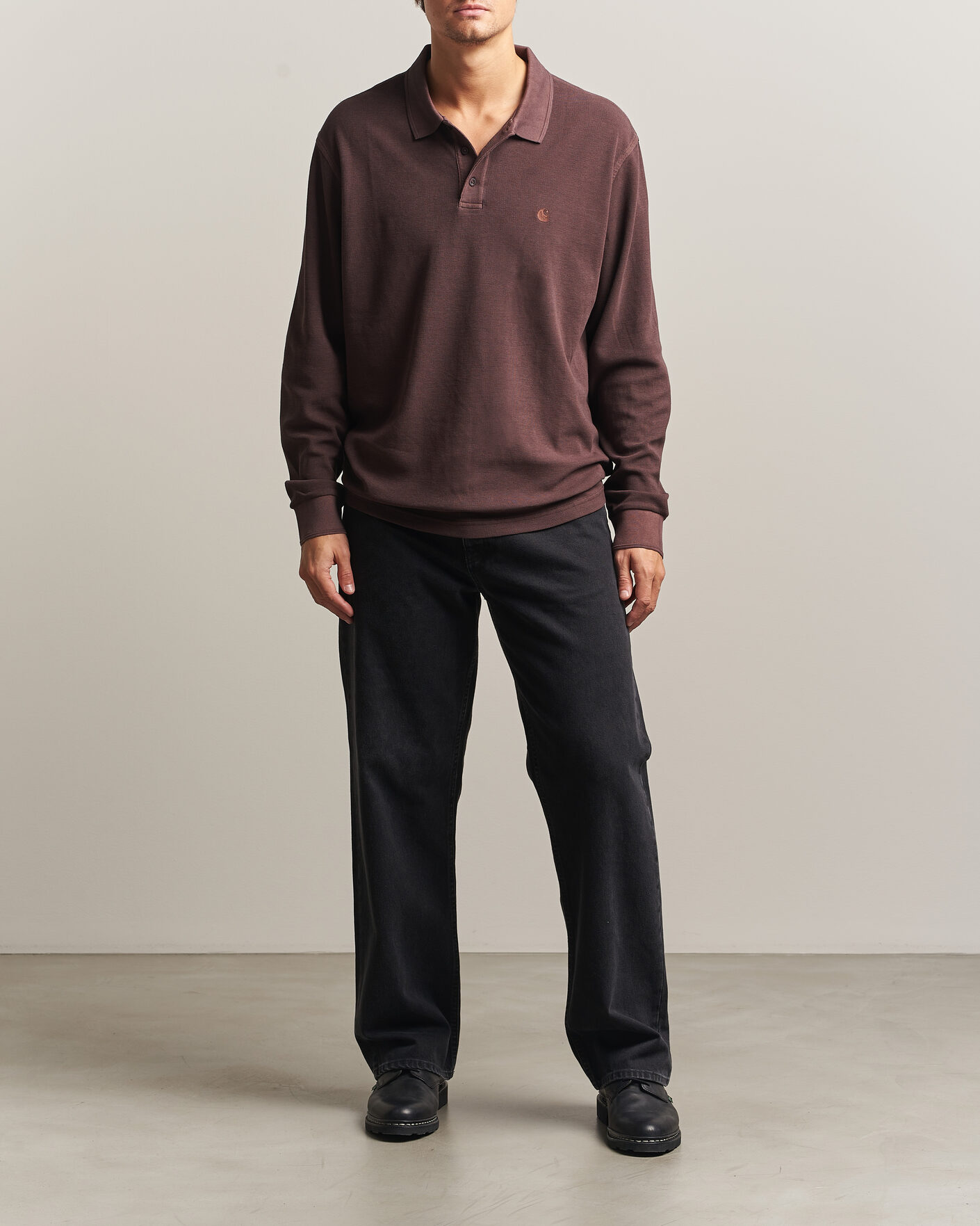 Herre | Trøjer | Carhartt WIP | Long Sleeve Waffle Rugby Shirt Palisander Brown