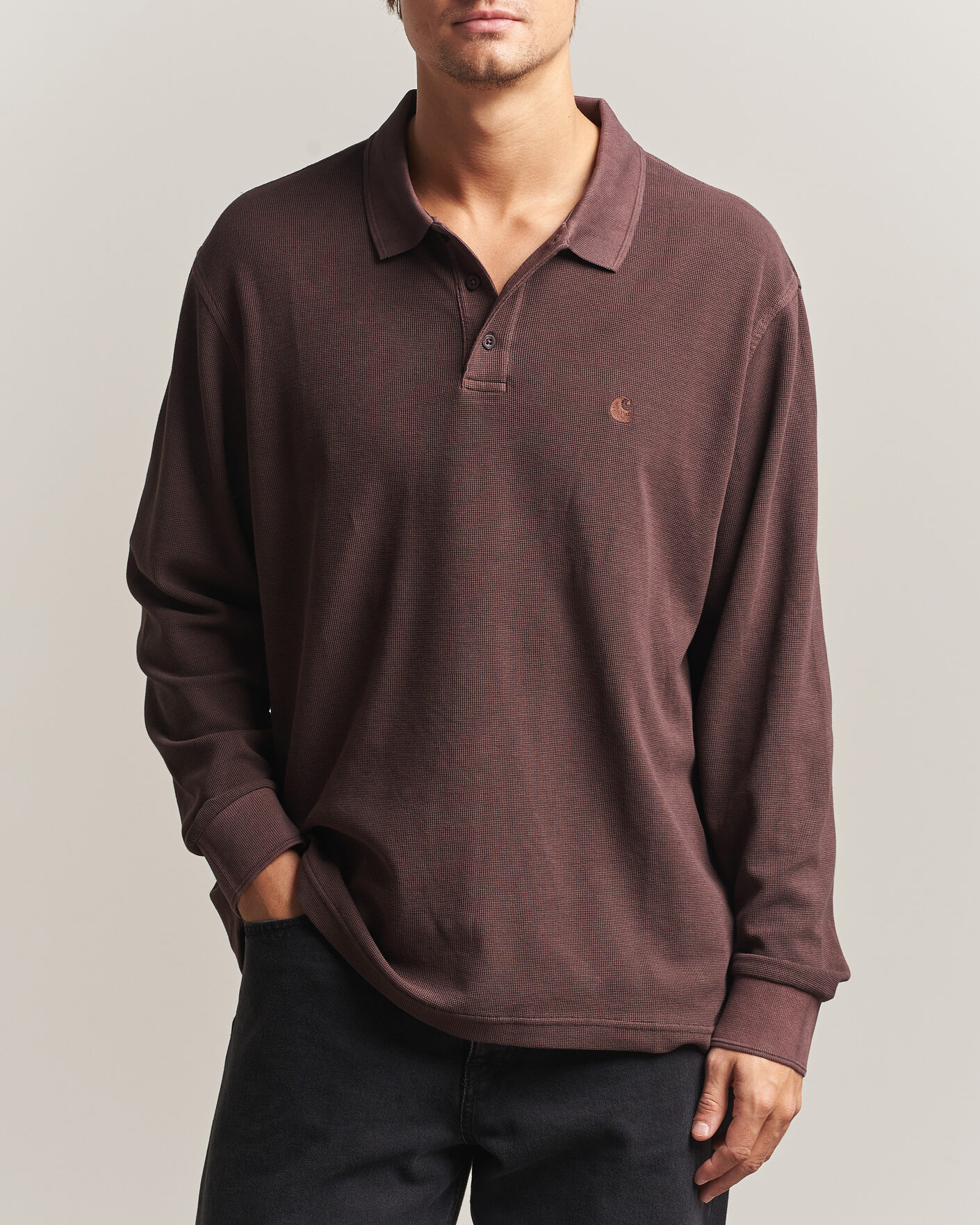 Herre | Trøjer | Carhartt WIP | Long Sleeve Waffle Rugby Shirt Palisander Brown