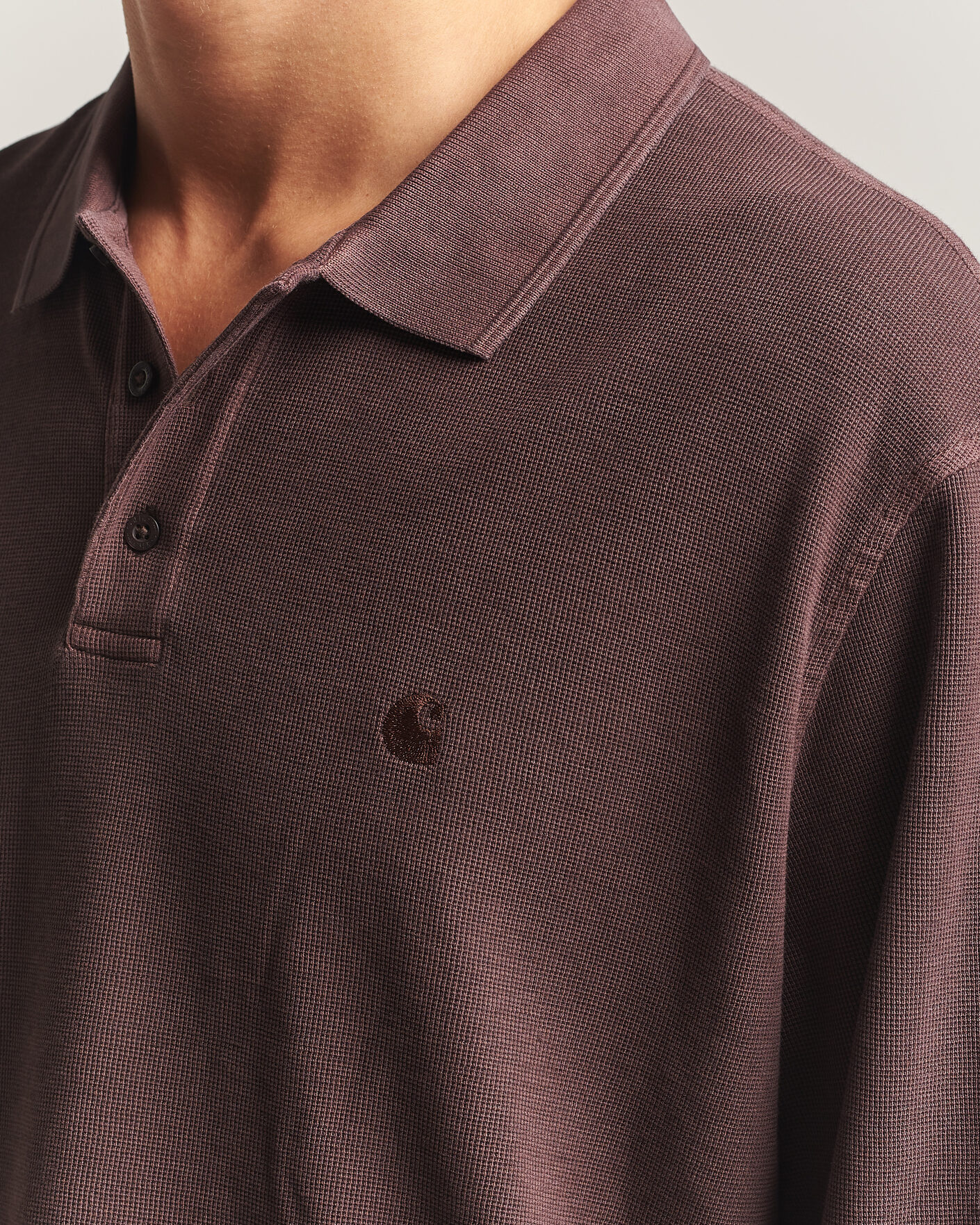 Herre | Trøjer | Carhartt WIP | Long Sleeve Waffle Rugby Shirt Palisander Brown
