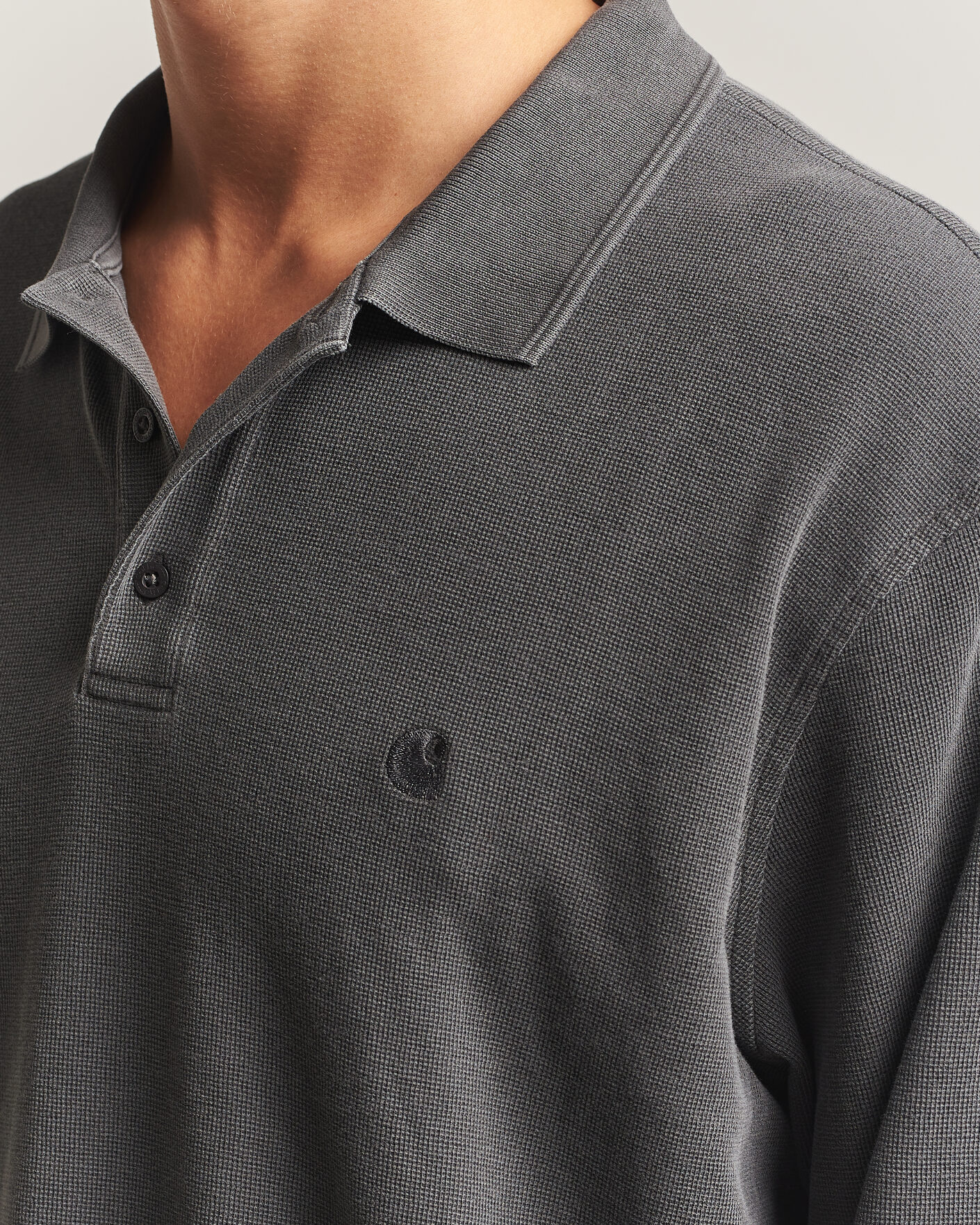 Herre | Trøjer | Carhartt WIP | Long Sleeve Waffle Rugby Shirt Black