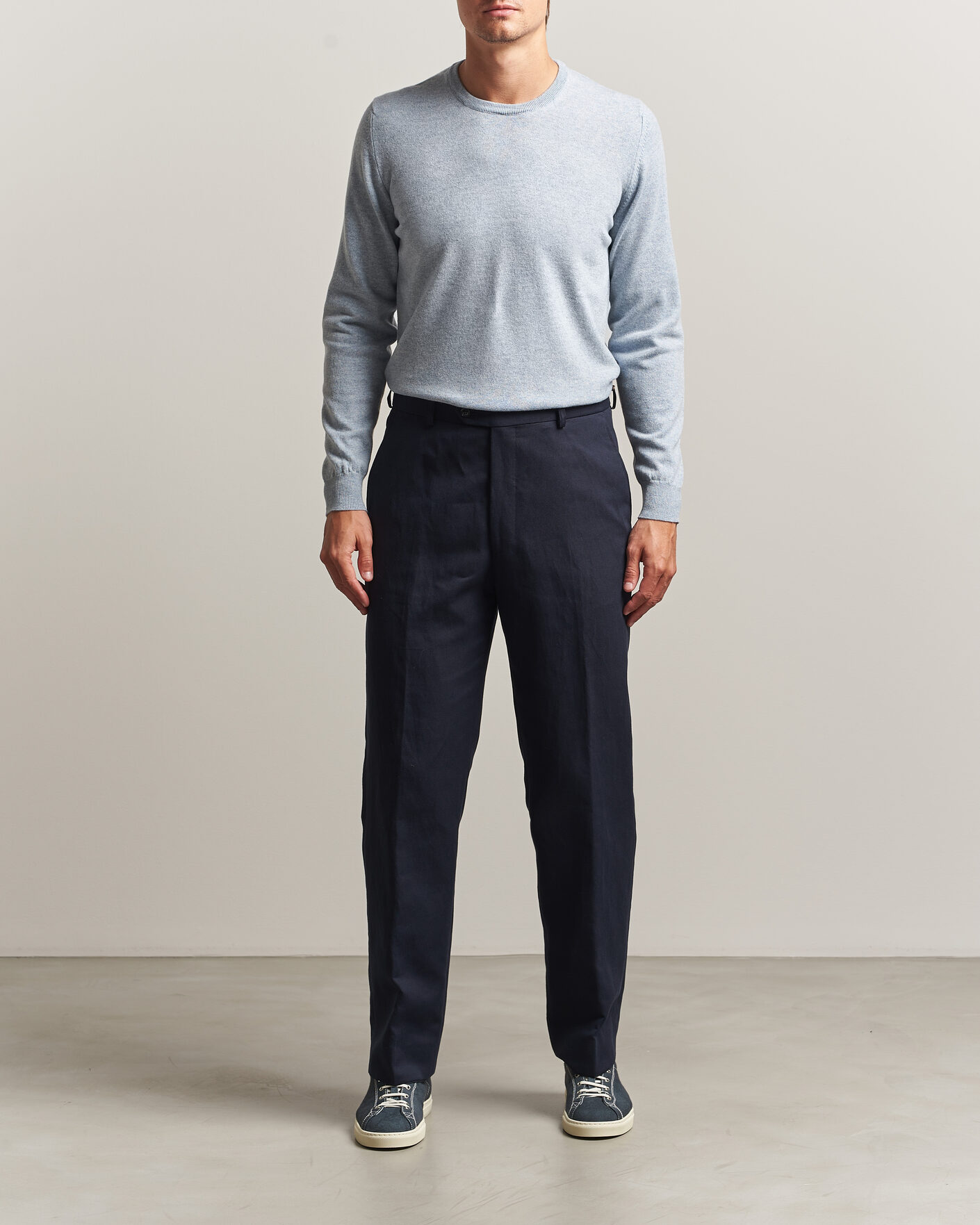 Herre | Trøjer | Fedeli | Pure Cashmere Crew Neck Light Blue