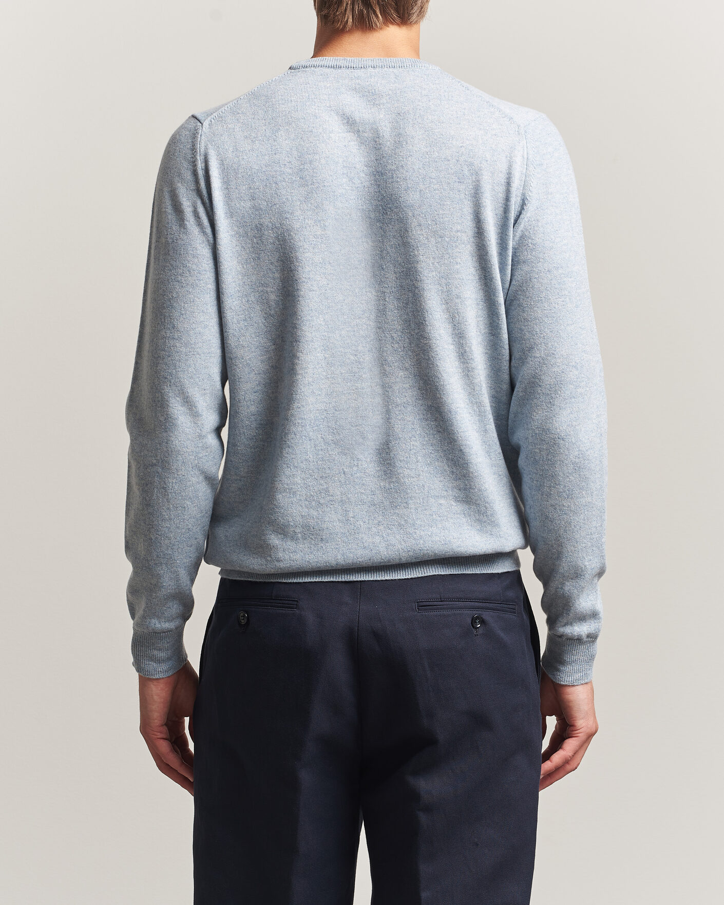 Herre | Trøjer | Fedeli | Pure Cashmere Crew Neck Light Blue