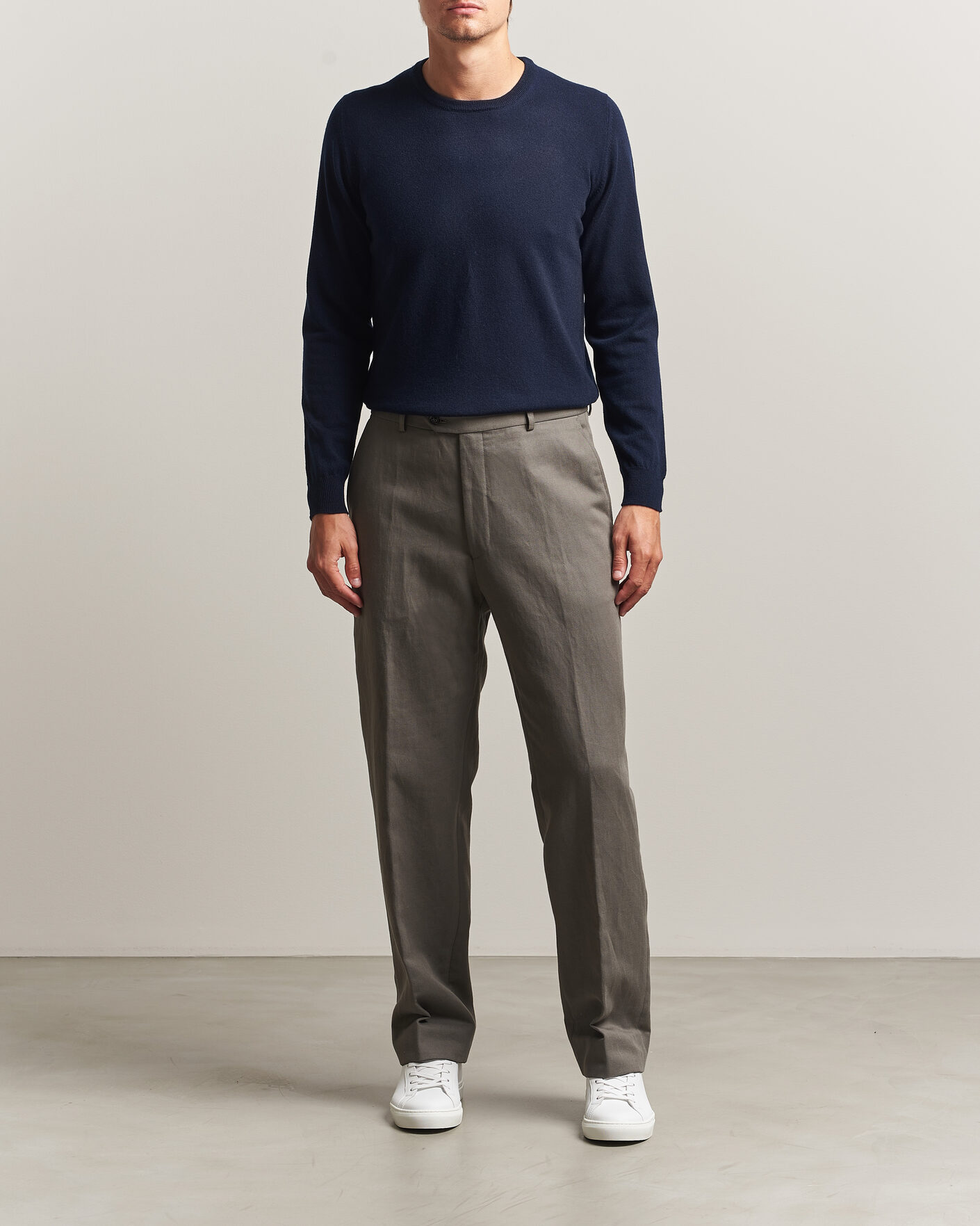 Herre | Trøjer | Fedeli | Pure Cashmere Crew Neck Navy Blue