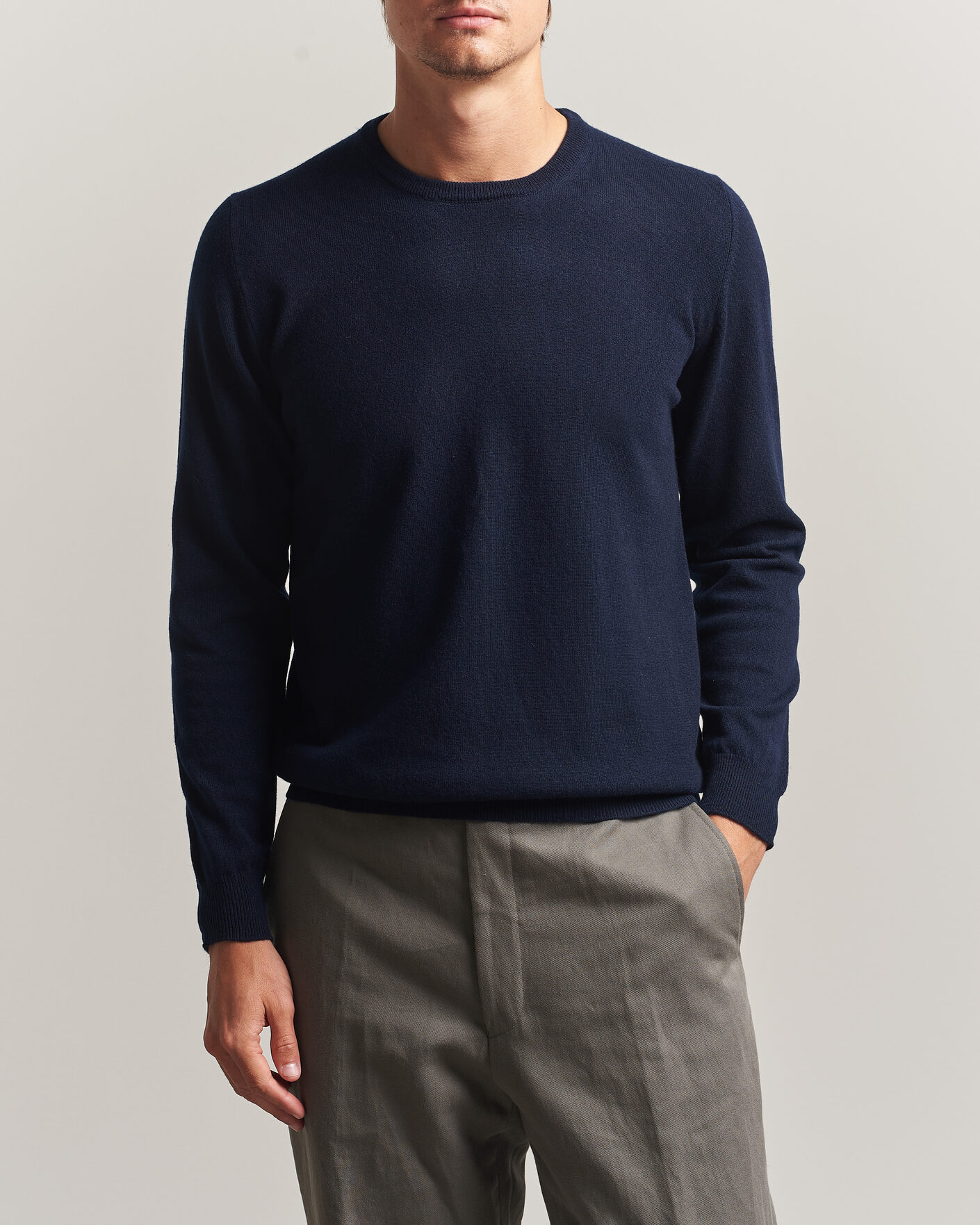 Herre | Trøjer | Fedeli | Pure Cashmere Crew Neck Navy Blue
