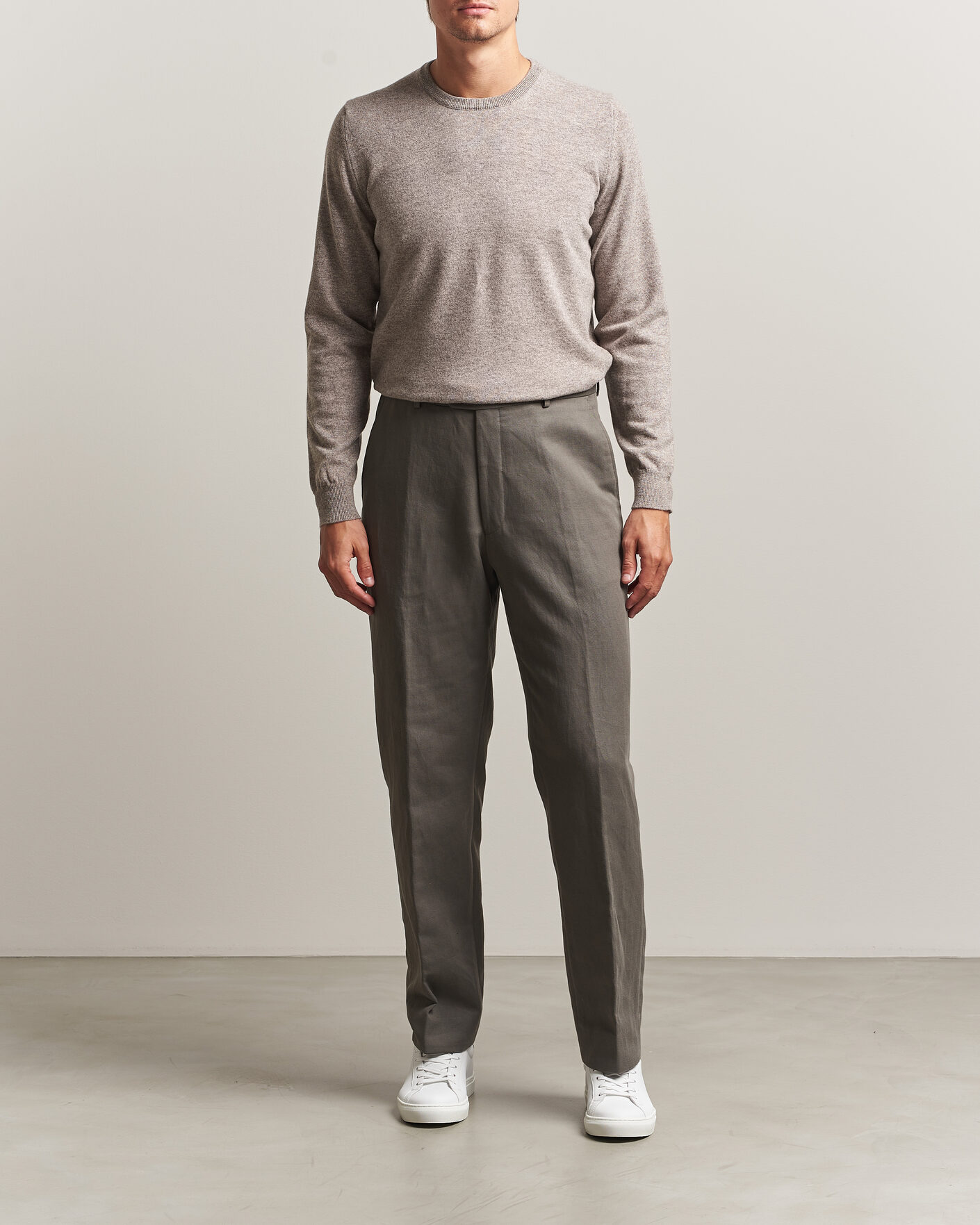 Herre | Trøjer | Fedeli | Pure Cashmere Crew Neck Beige Melange