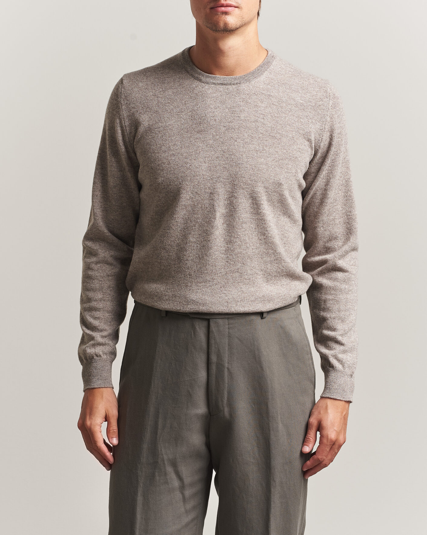 Herre | Trøjer | Fedeli | Pure Cashmere Crew Neck Beige Melange