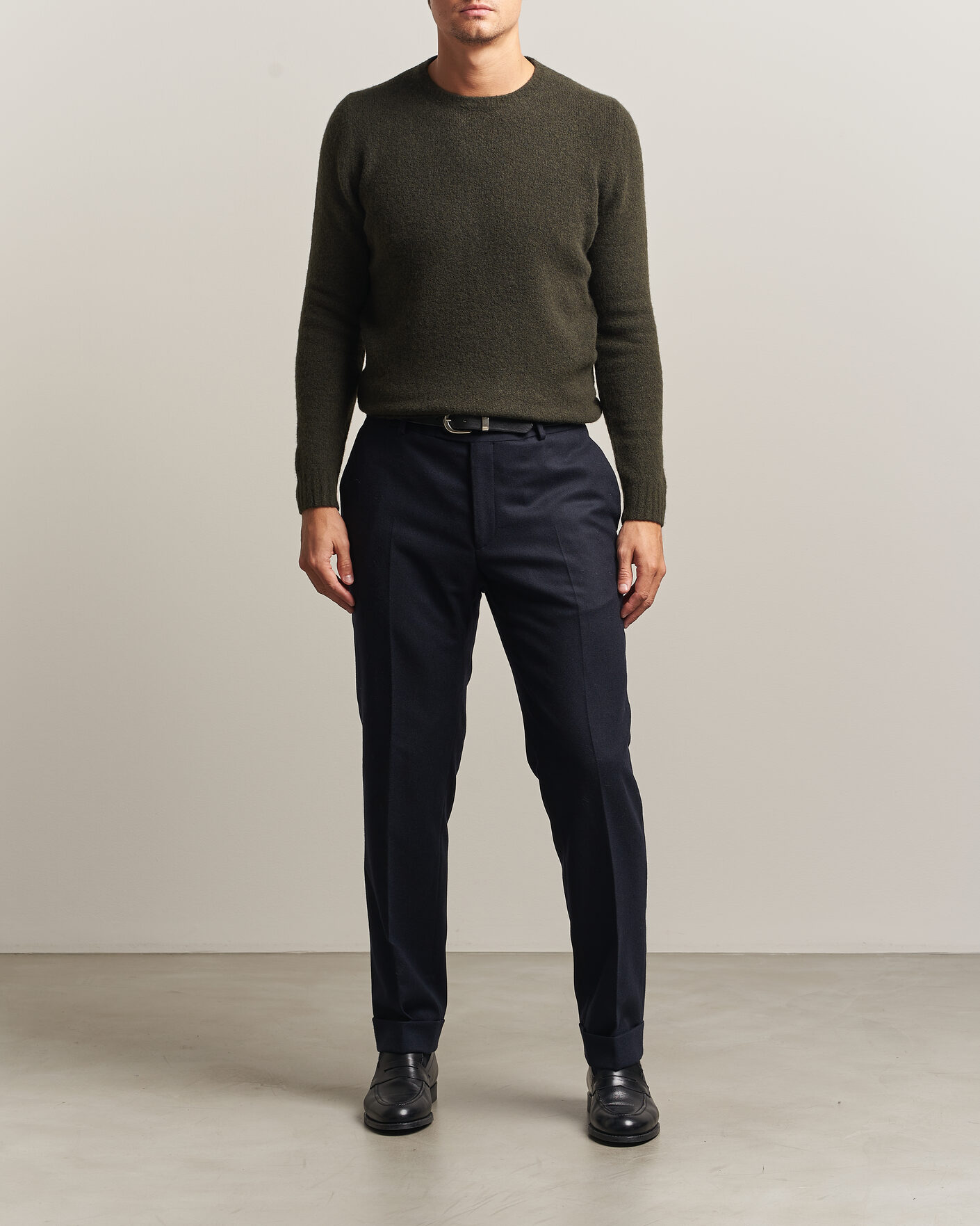 Herre | Trøjer | Fedeli | Cashmere Blend Boucle Sweater Forest Green