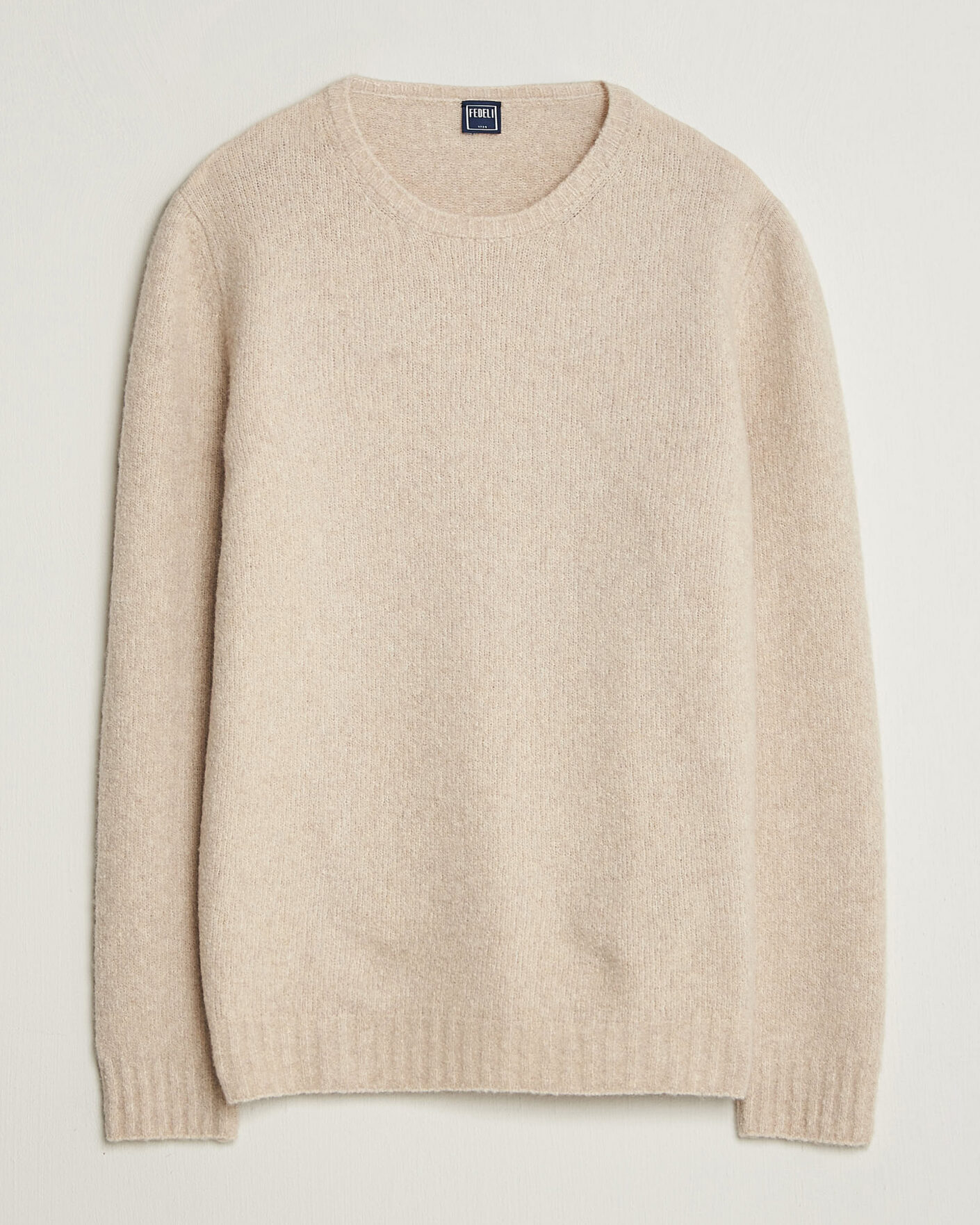 Herre | Trøjer | Fedeli | Cashmere Blend Boucle Sweater Light Grey