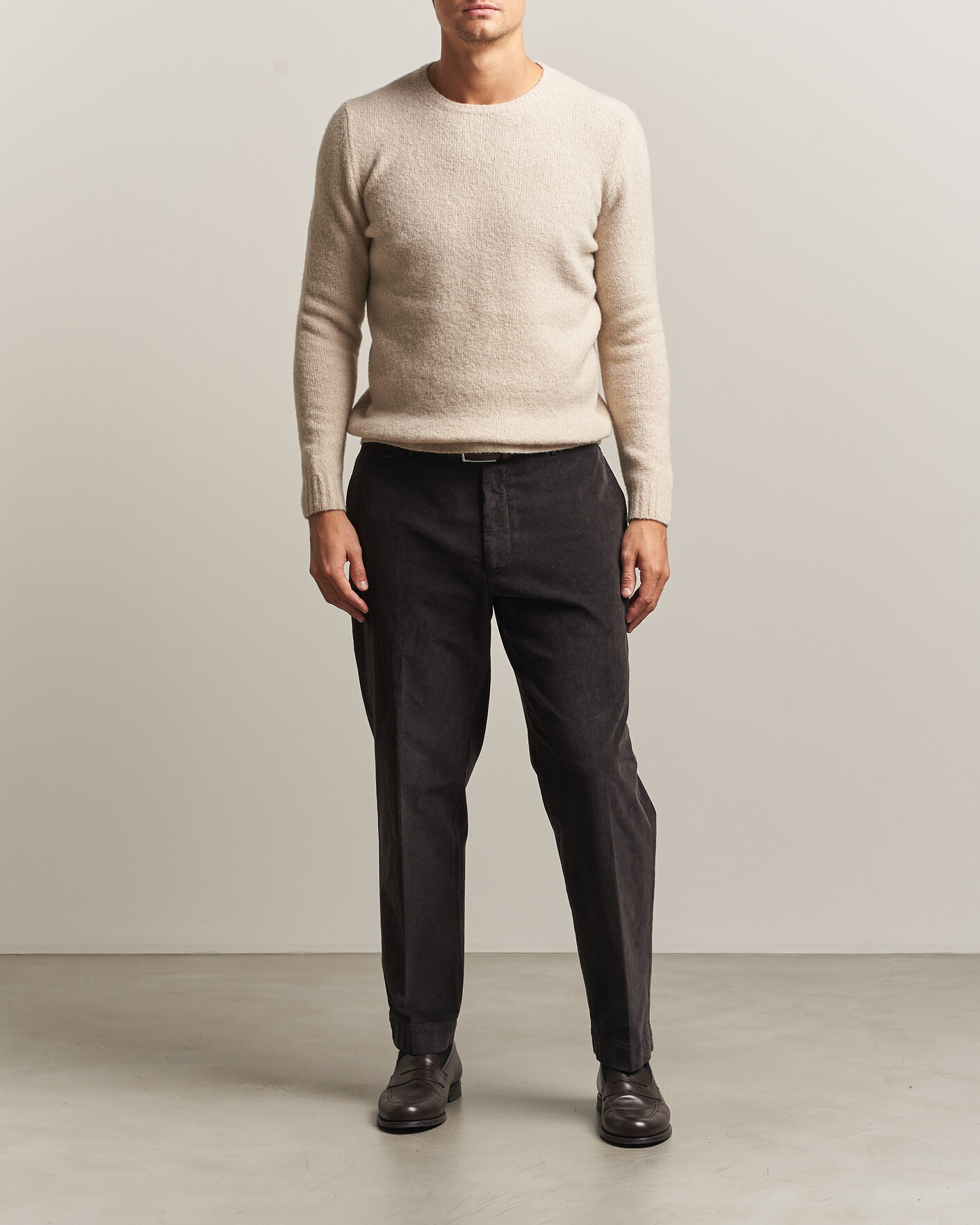 Herre | Trøjer | Fedeli | Cashmere Blend Boucle Sweater Light Grey
