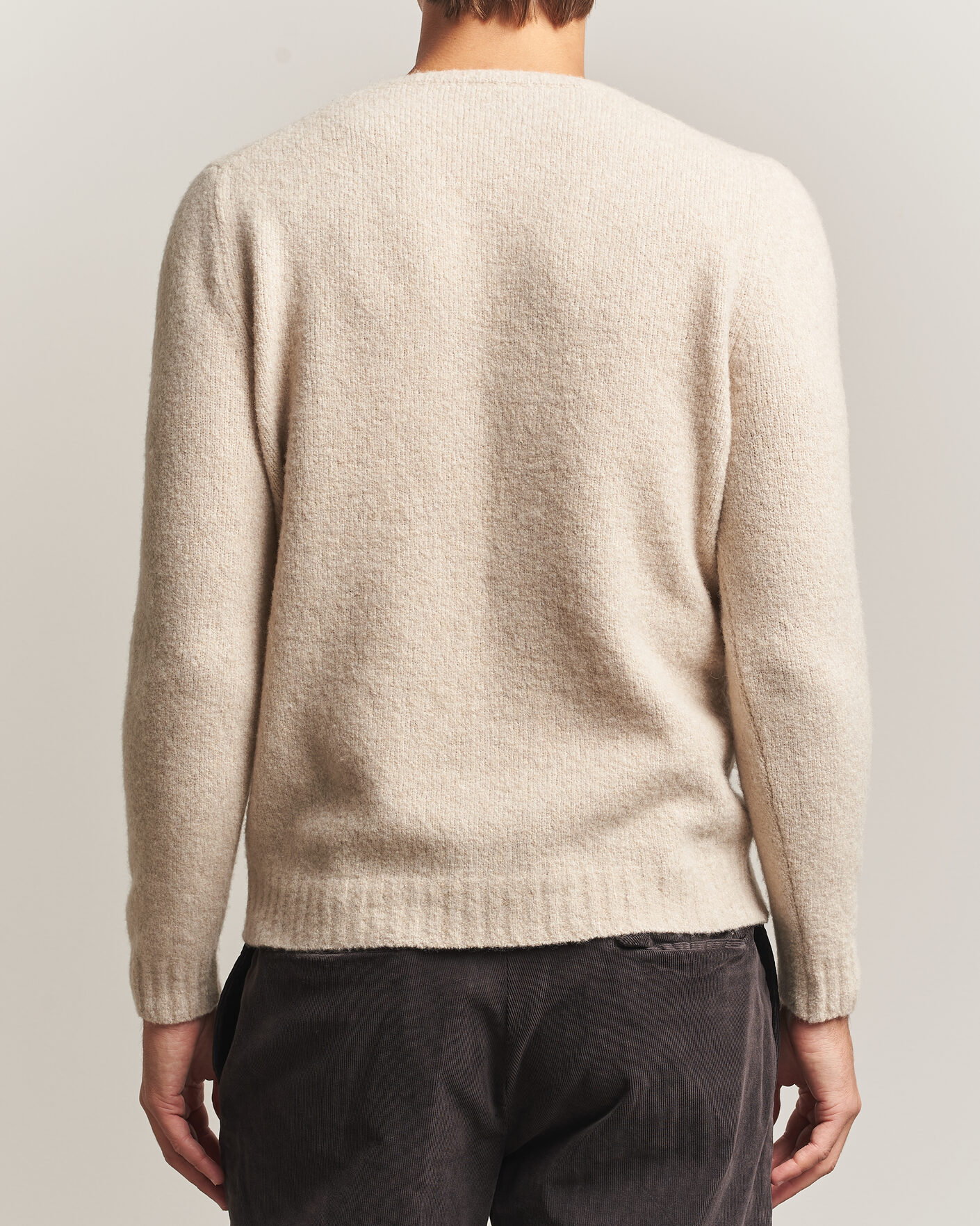 Herre | Trøjer | Fedeli | Cashmere Blend Boucle Sweater Light Grey