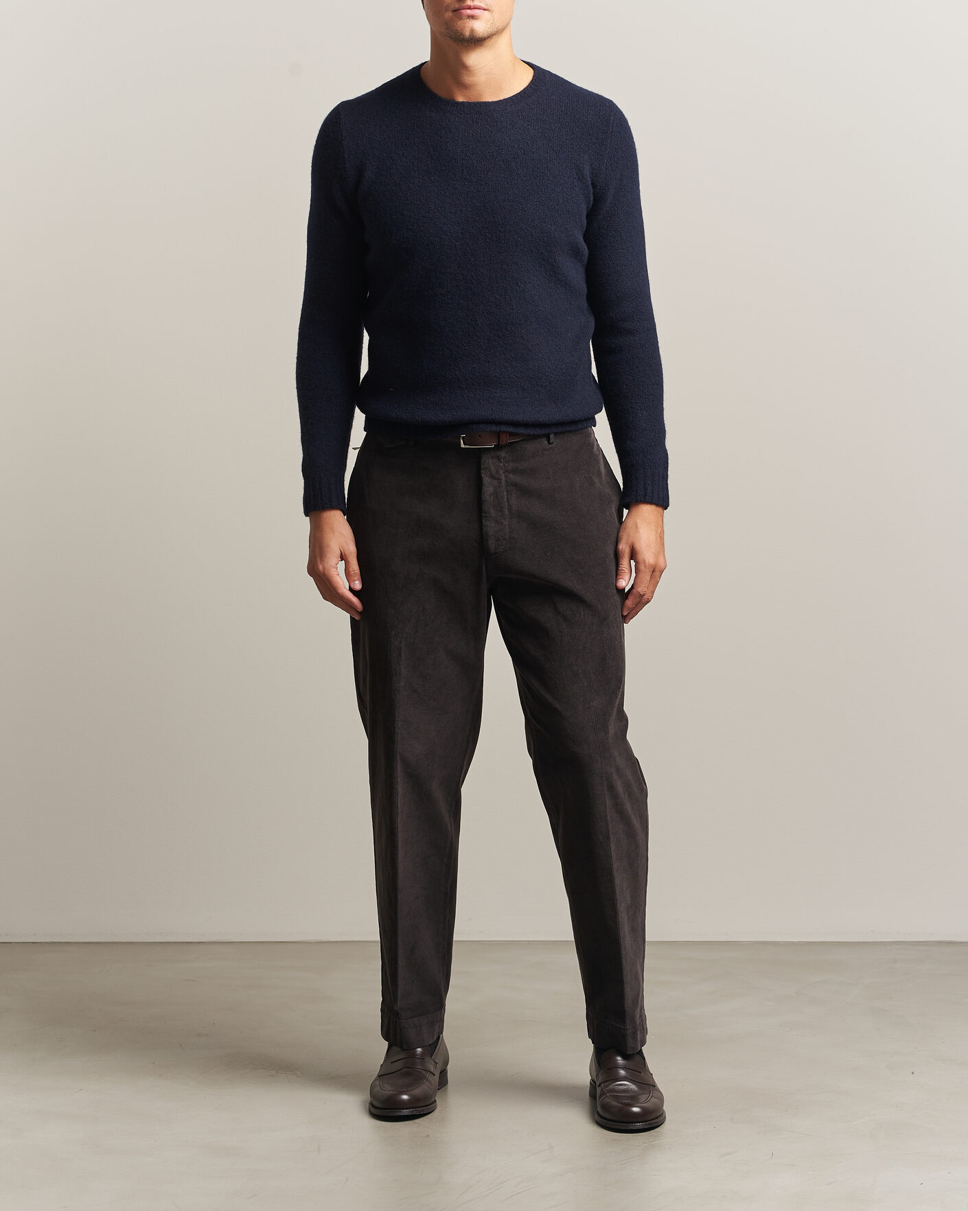 Herre | Trøjer | Fedeli | Cashmere Blend Boucle Sweater Navy