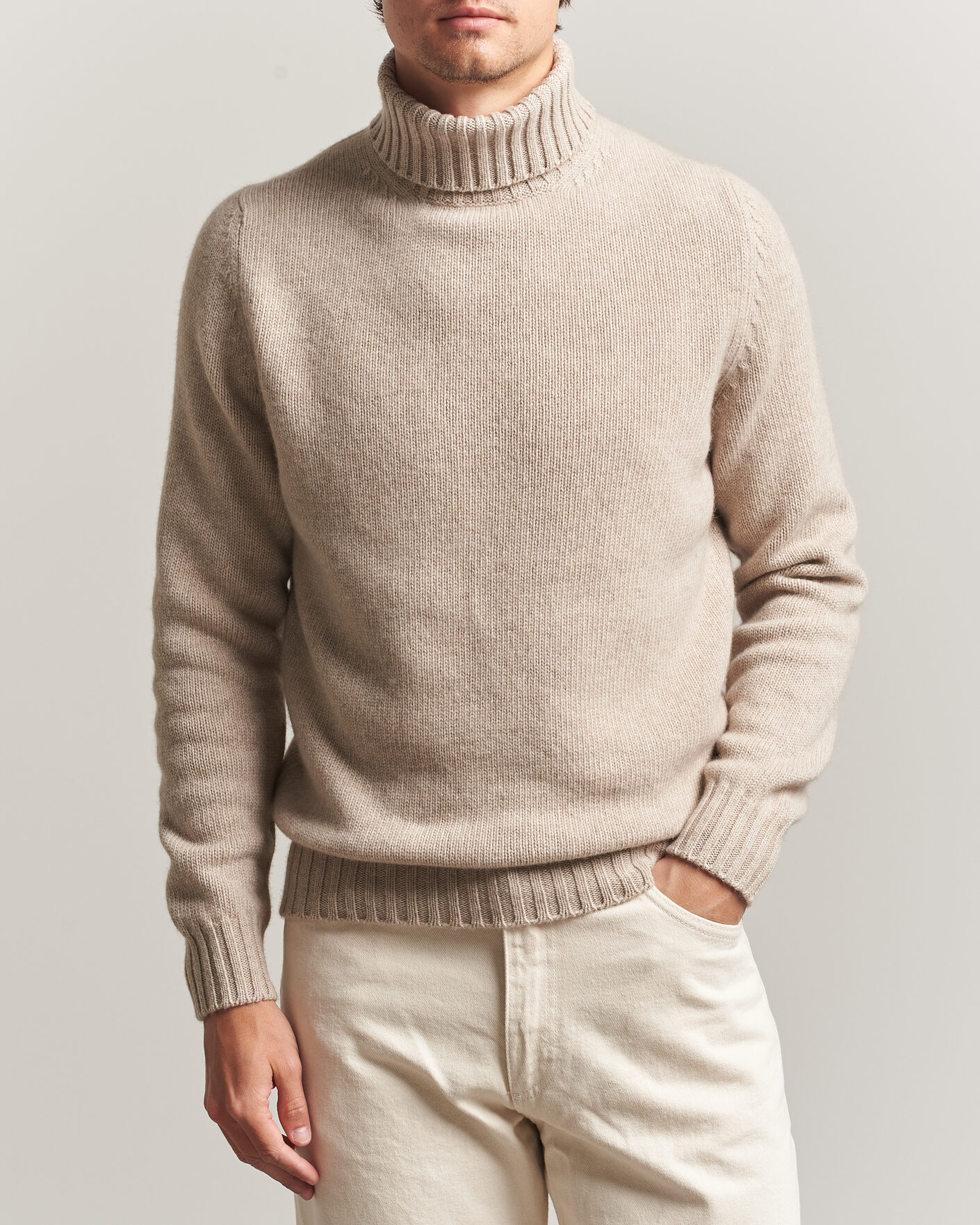 Herre | Trøjer | Fedeli | Wool/Cashmere Rollneck Beige