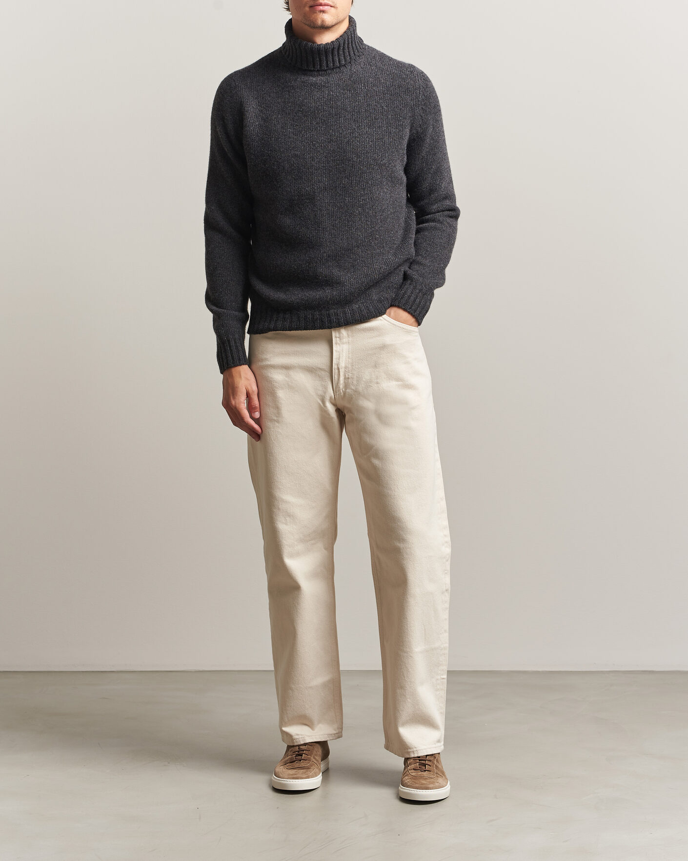 Herre | Trøjer | Fedeli | Wool/Cashmere Rollneck Anthracite