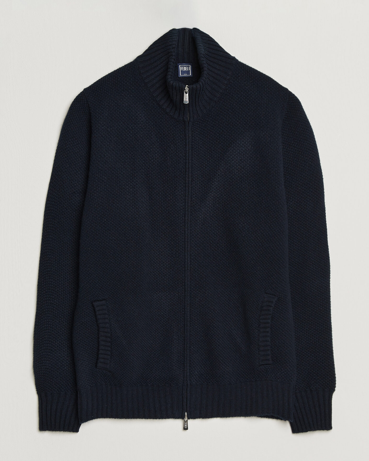 Herre | Trøjer | Fedeli | Wool/Cashmere Honeycomb Full Zip Navy