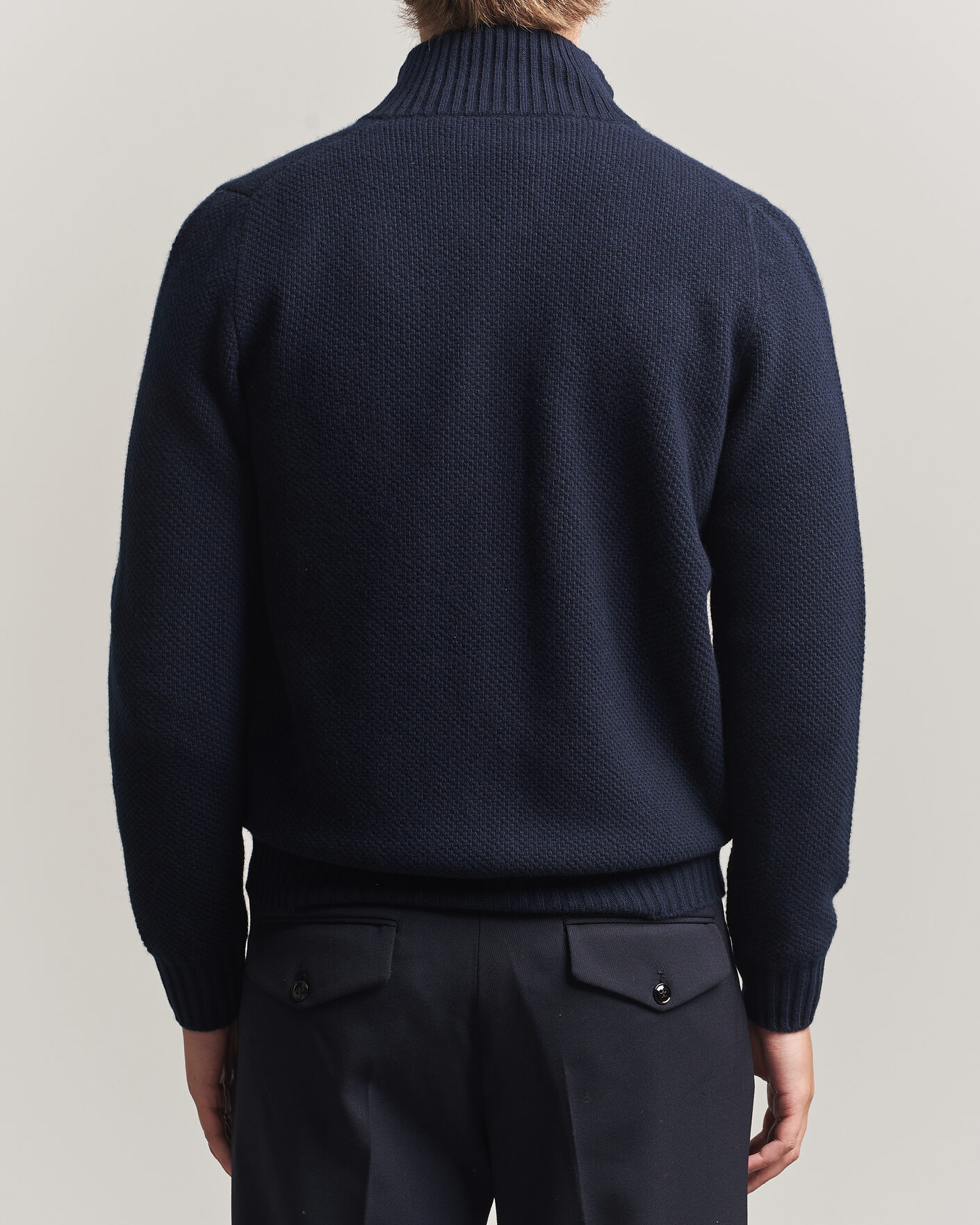 Herre | Trøjer | Fedeli | Wool/Cashmere Honeycomb Full Zip Navy