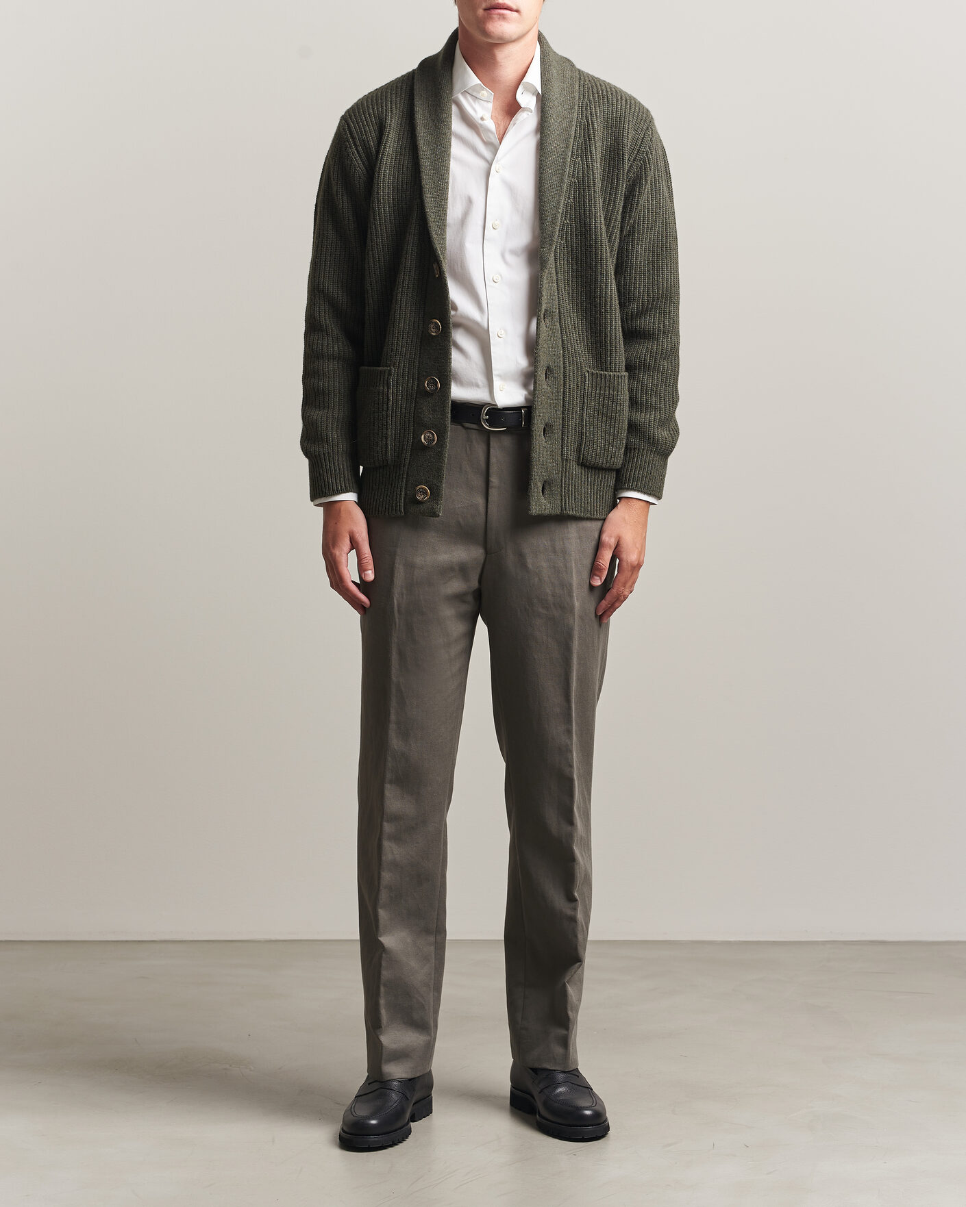 Herre | Trøjer | Fedeli | Wool/Cashmere Shawl Cardigan Forest Green
