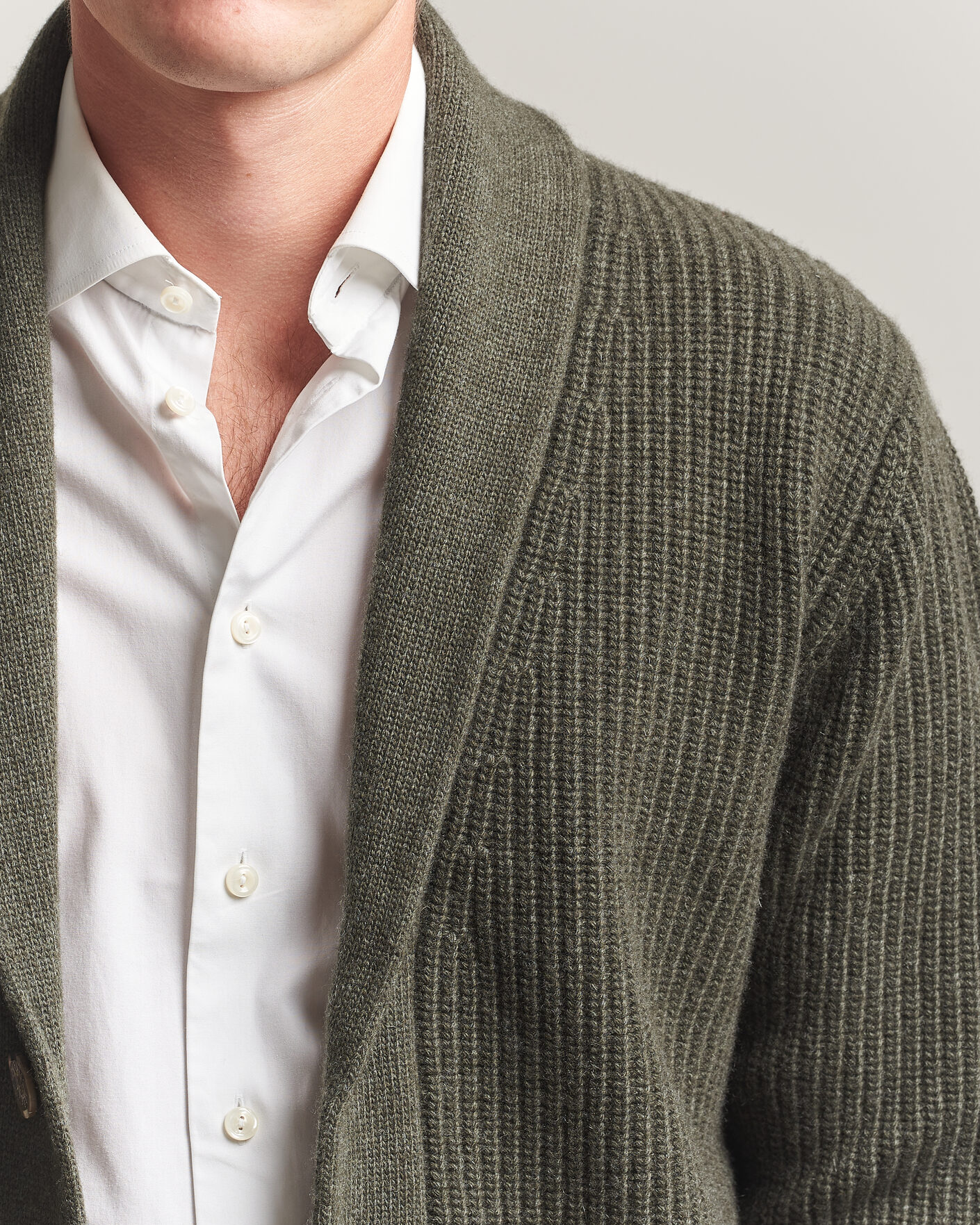 Herre | Trøjer | Fedeli | Wool/Cashmere Shawl Cardigan Forest Green