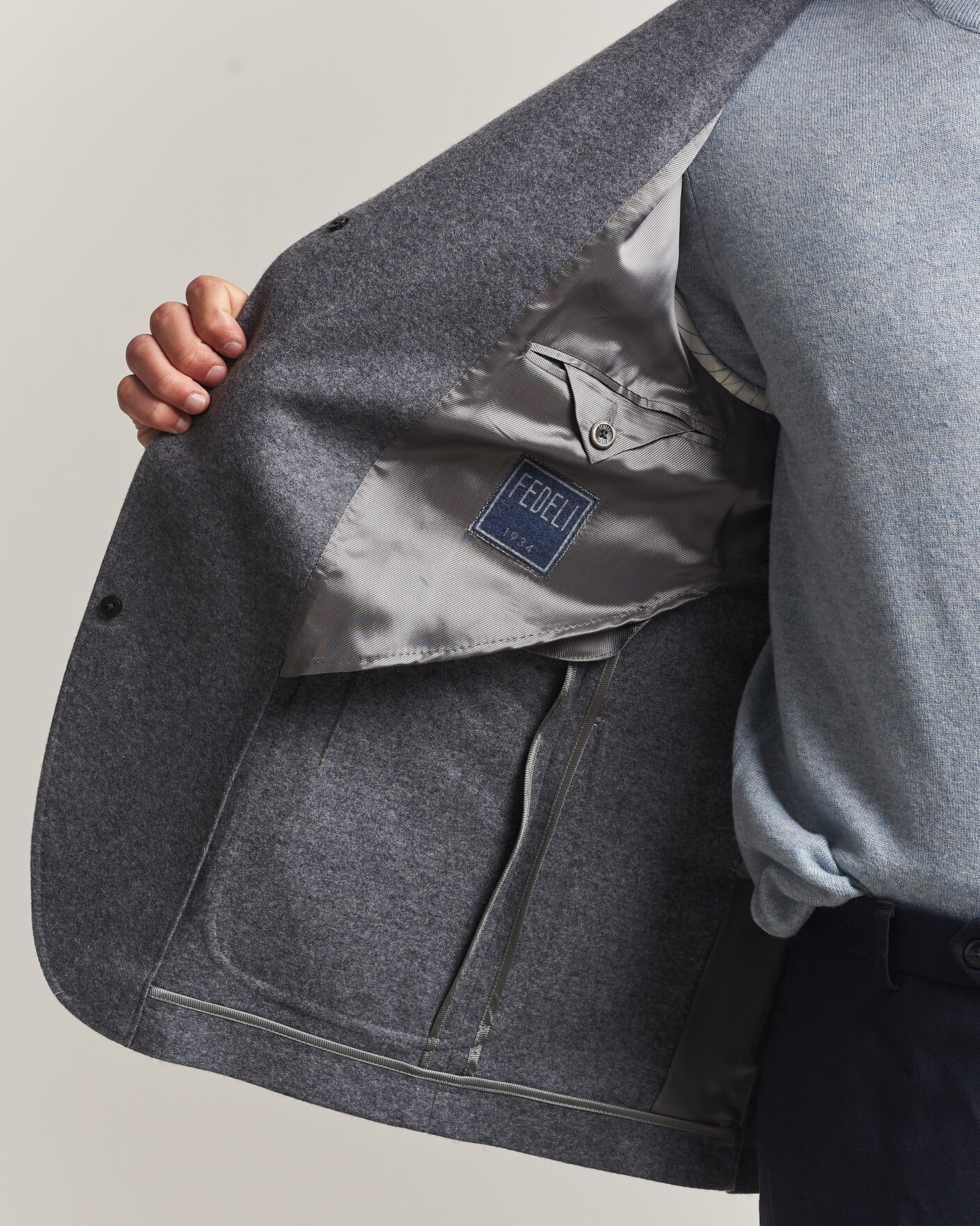 Herre | Blazere & jakker | Fedeli | Cashmere Flannel Jacket Grey Melange