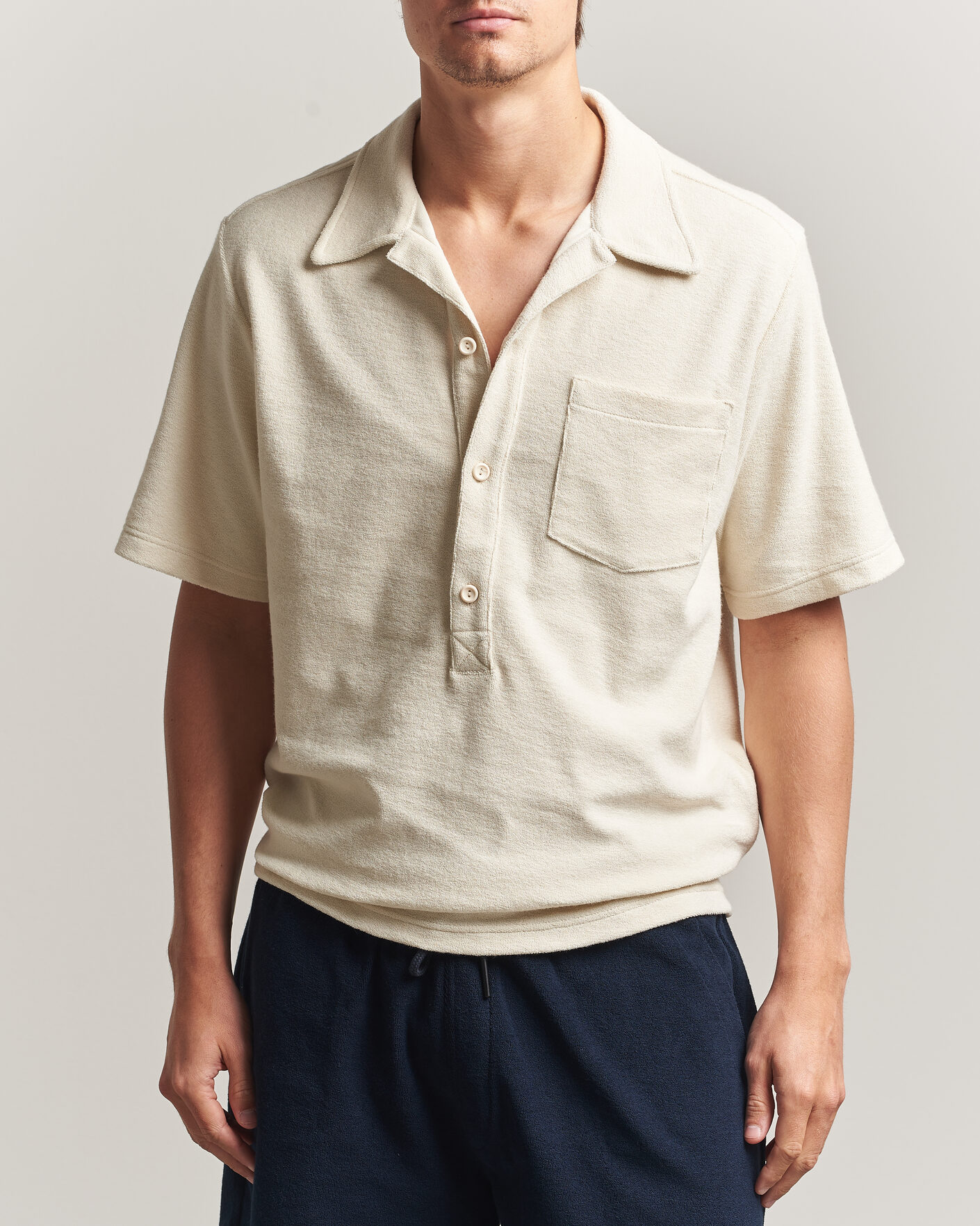 Herre | Polotrøjer | OAS | Novo Regular Fit Terry Polo Ecru