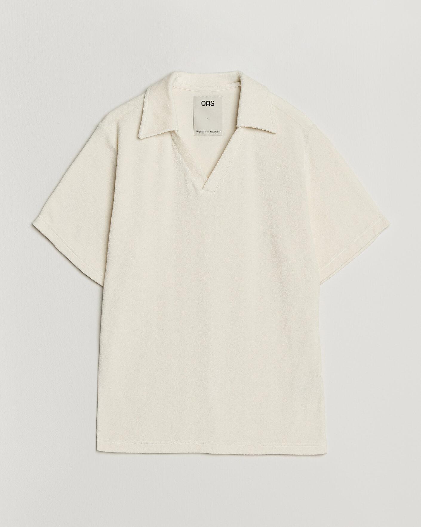 Herre | Polotrøjer | OAS | Serif Regular Fit Terry Open Collar Polo Ecru