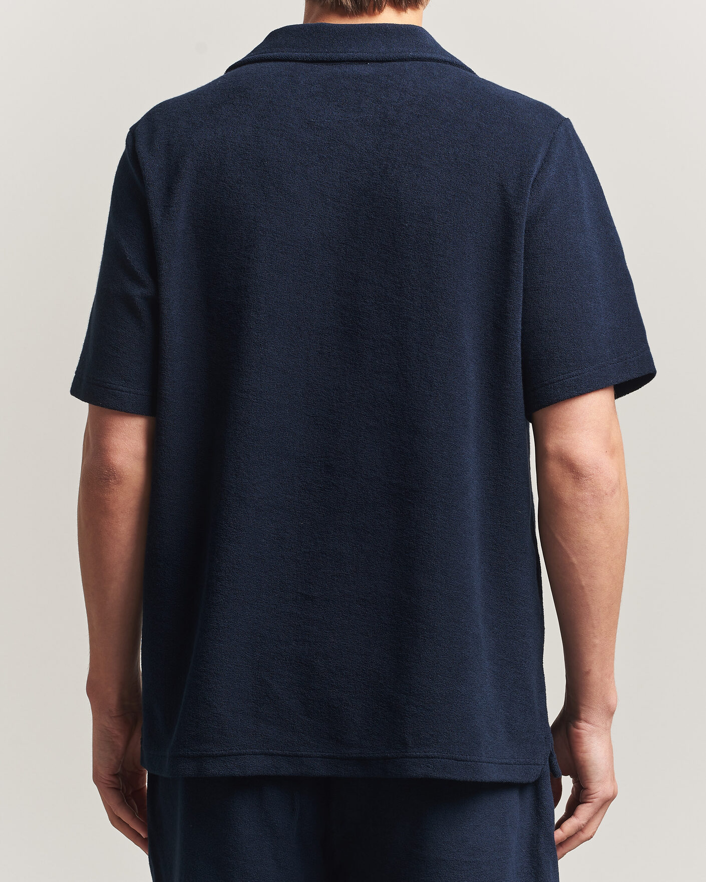 Herre | Polotrøjer | OAS | Serif Regular Fit Terry Open Collar Polo Dark Blue