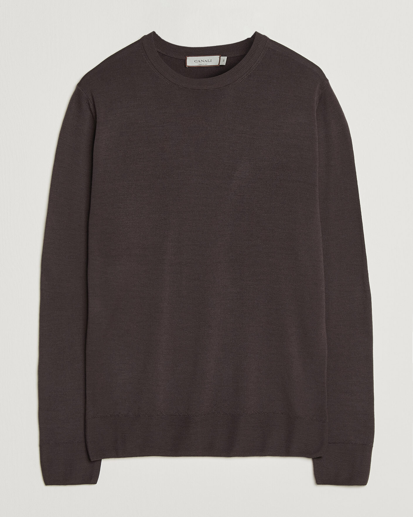 Herre | Trøjer | Canali | Merino Wool Crew Neck Dark Brown
