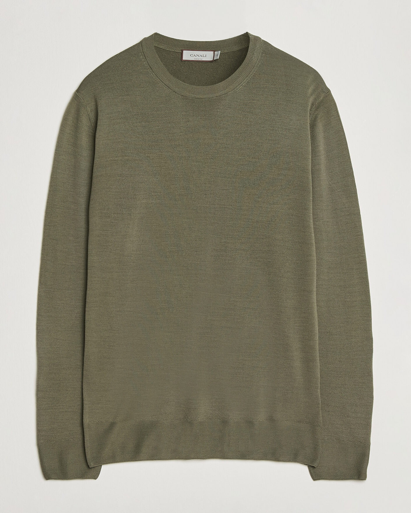 Herre | Trøjer | Canali | Merino Wool Crew Neck Olive