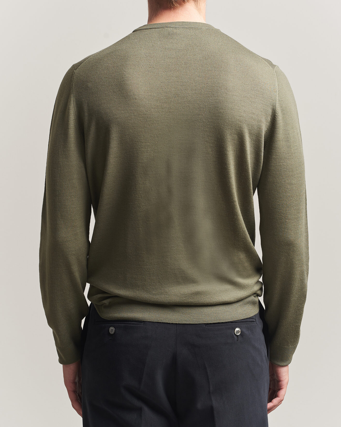 Herre | Trøjer | Canali | Merino Wool Crew Neck Olive