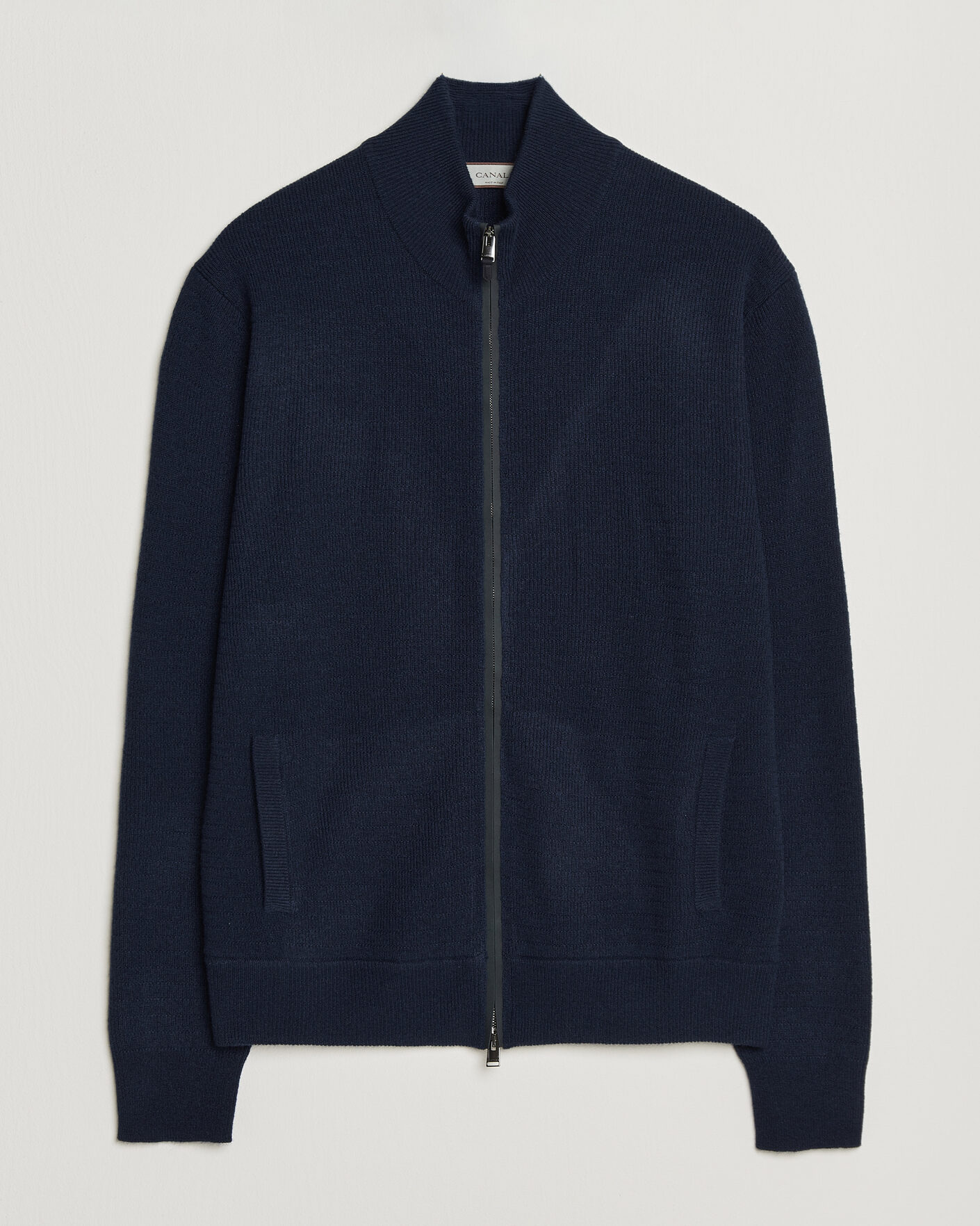 Herre | Trøjer | Canali | Wool/Cashmere Full Zip Cardigan Navy