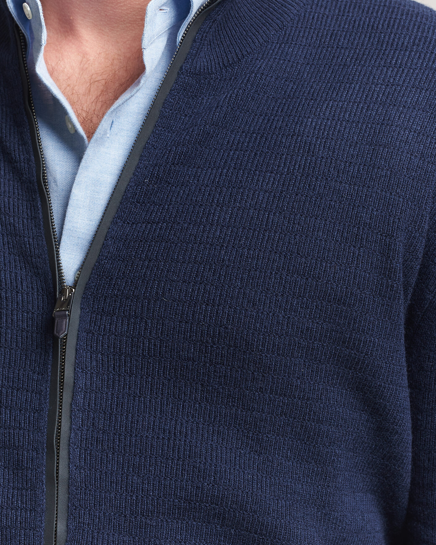 Herre | Trøjer | Canali | Wool/Cashmere Full Zip Cardigan Navy