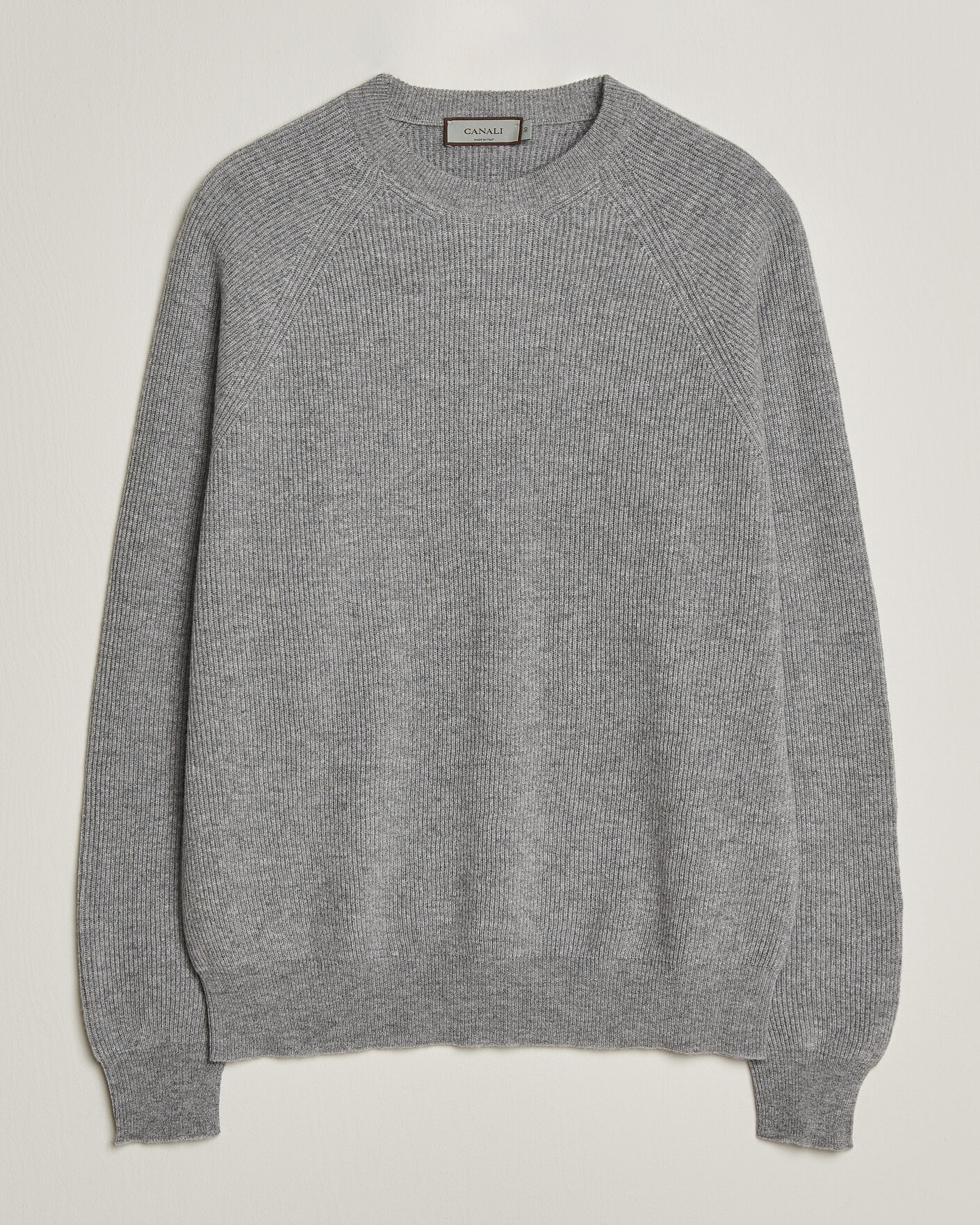Herre | Trøjer | Canali | Rib Cashmere Sweater Light Grey