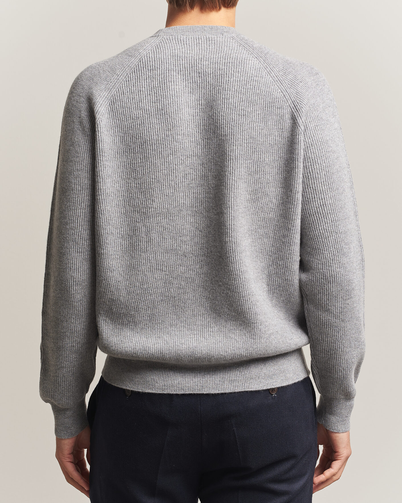 Herre | Trøjer | Canali | Rib Cashmere Sweater Light Grey