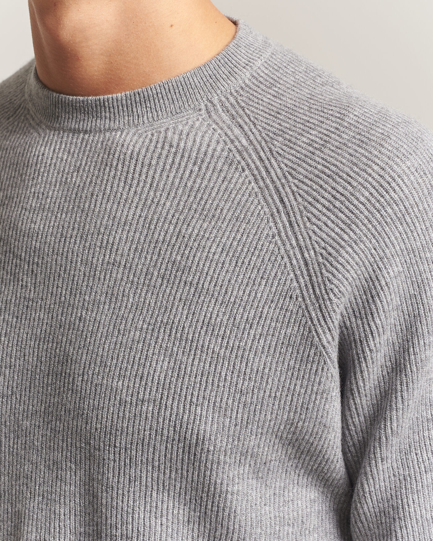 Herre | Trøjer | Canali | Rib Cashmere Sweater Light Grey
