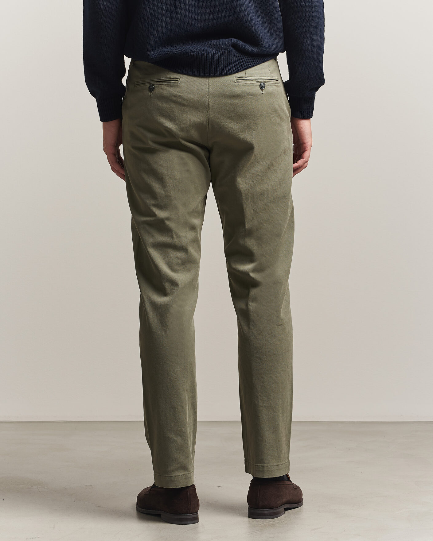 Herre | Bukser | Canali | Cotton Twill Chinos Olive